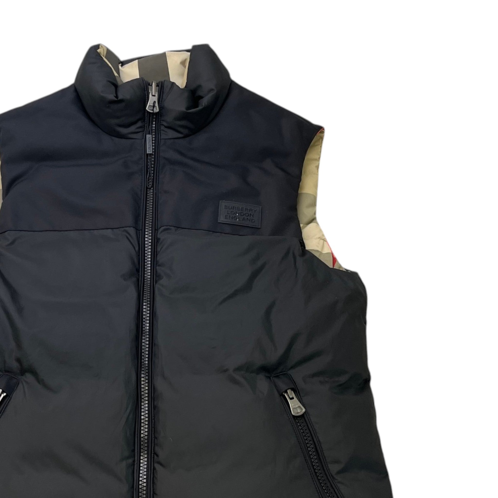 Men's Checkered Reversible Gilet Beige Size S