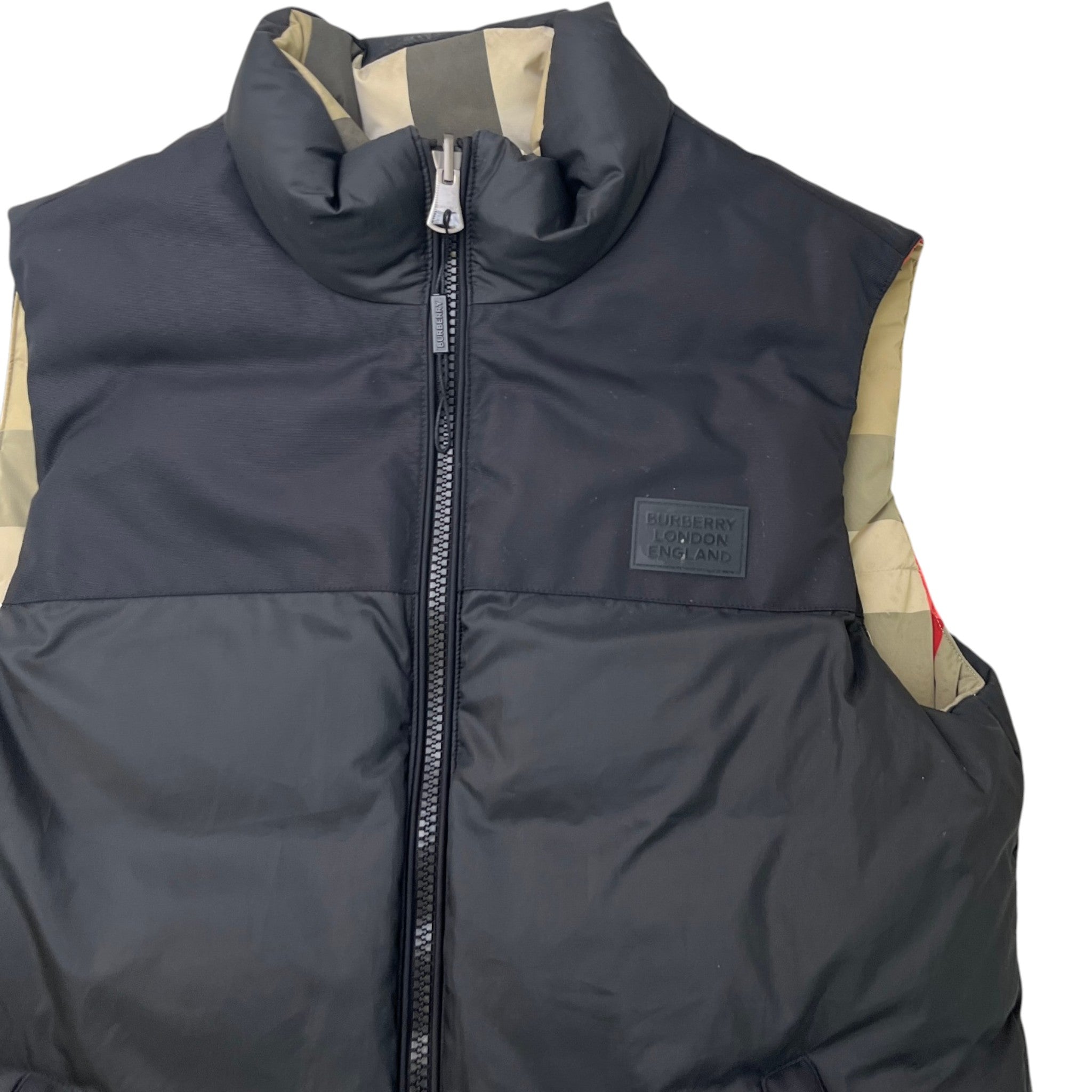 Men's Checkered Reversible Gilet Beige Size S