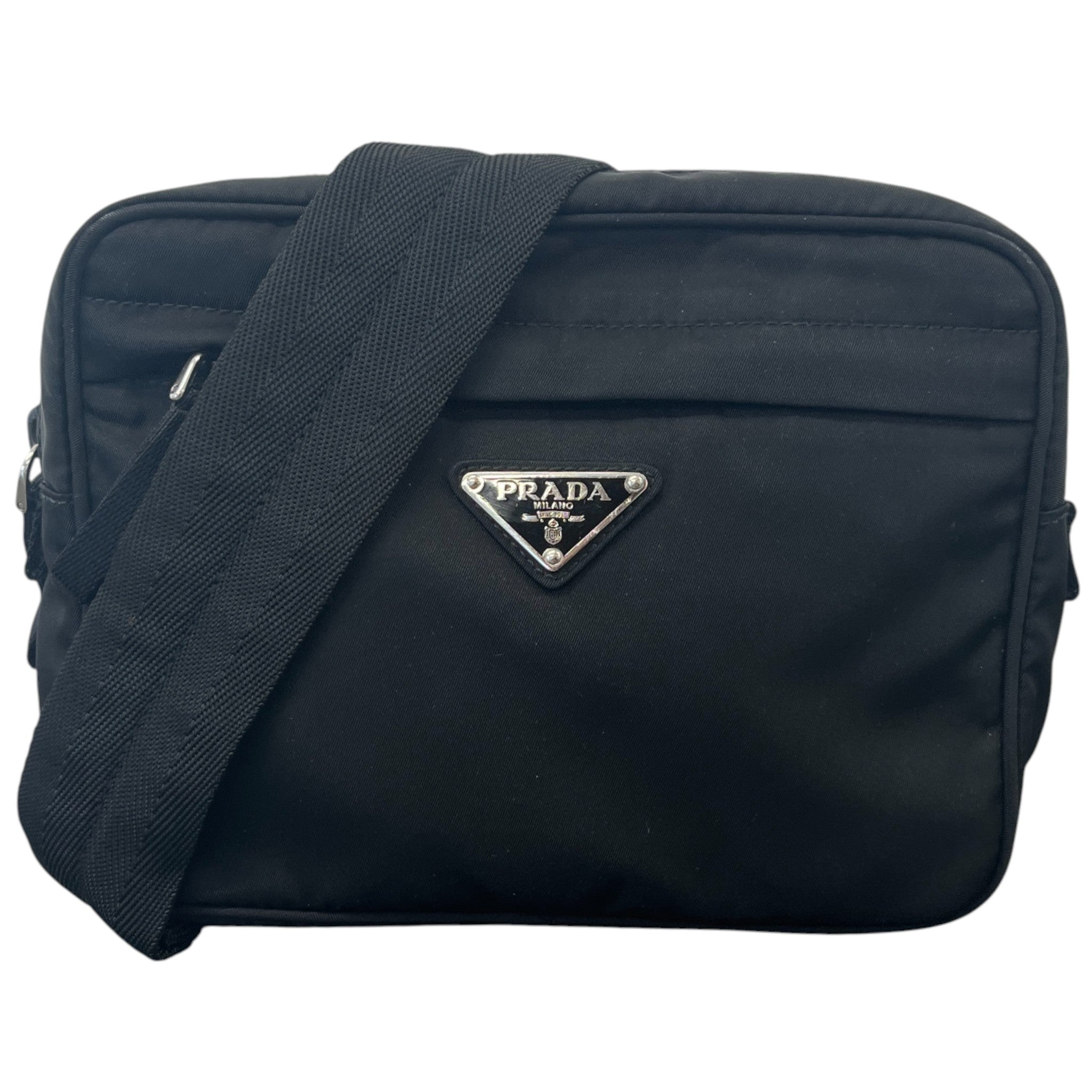 Men's Plaque Logo Re-Nylon Belt Bag Black