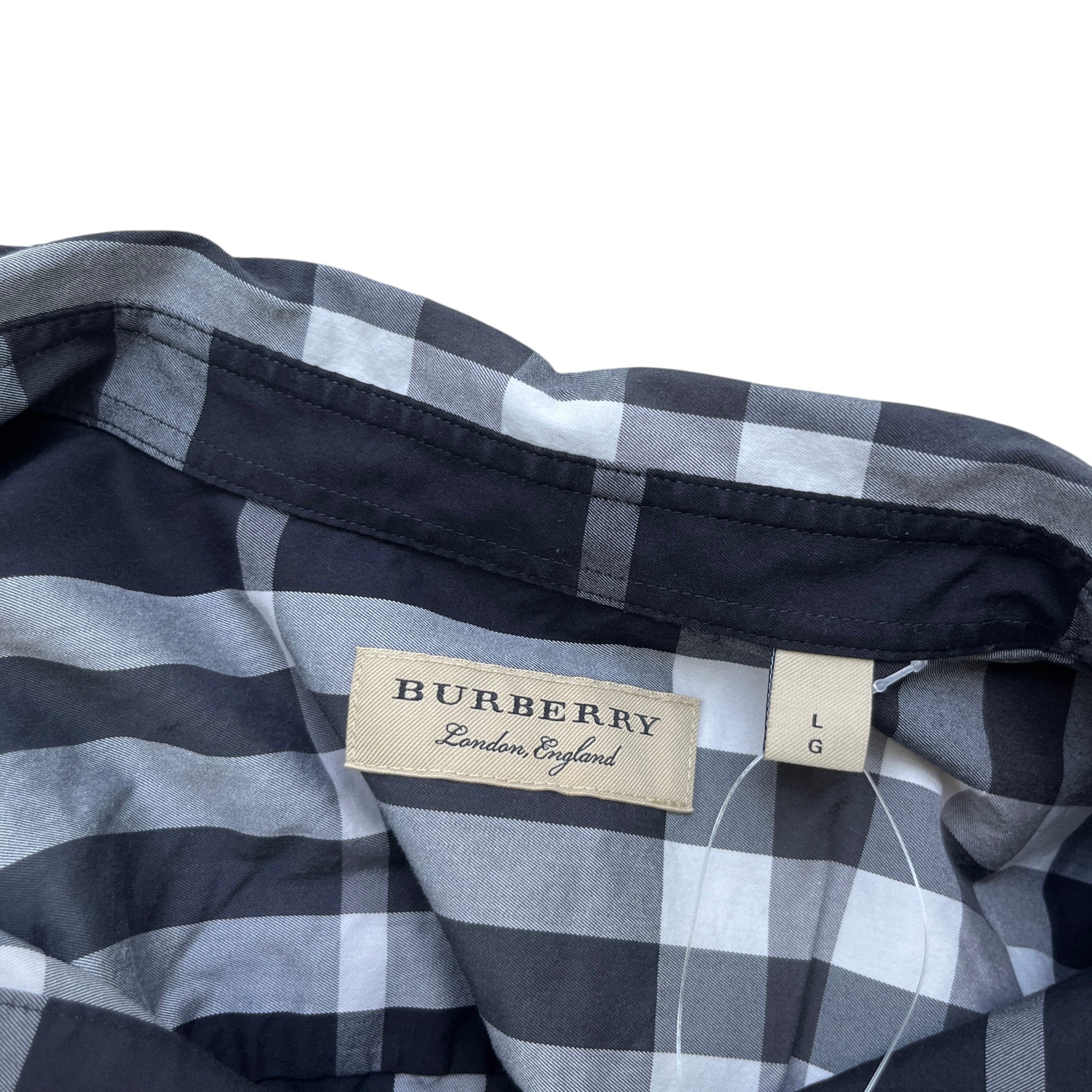 Men's Checkered Long Sleeve Shirt Black Size L
