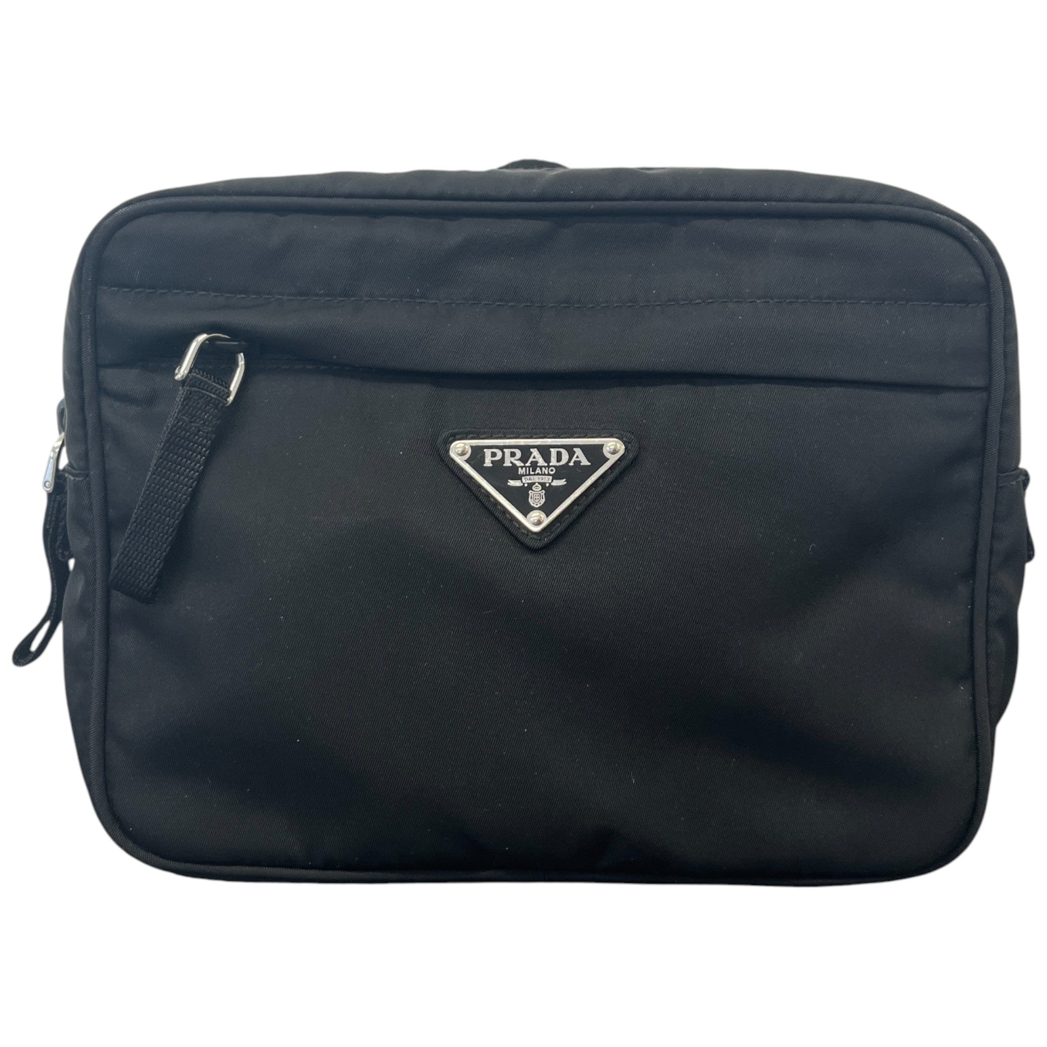 Men's Plaque Logo Re-Nylon Belt Bag Black