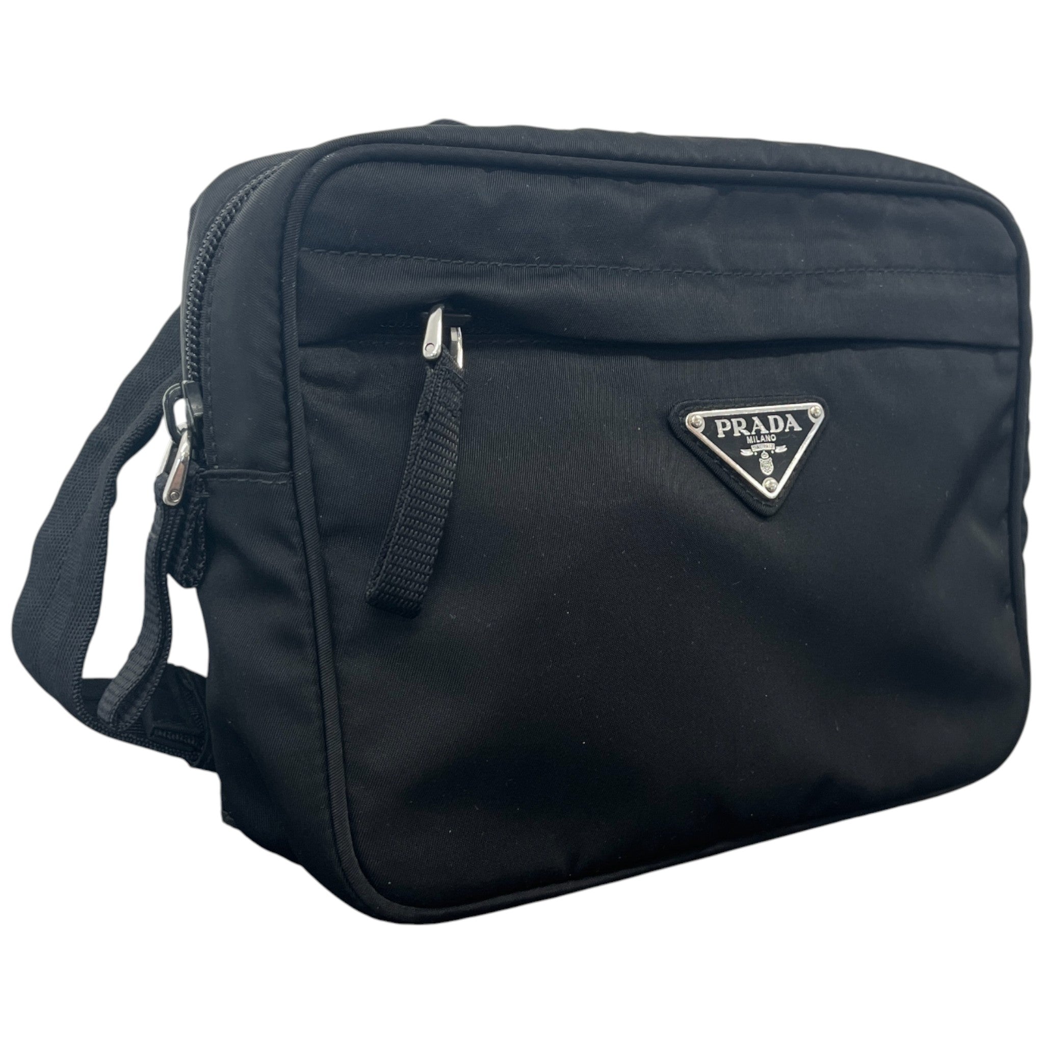 Men's Plaque Logo Re-Nylon Belt Bag Black