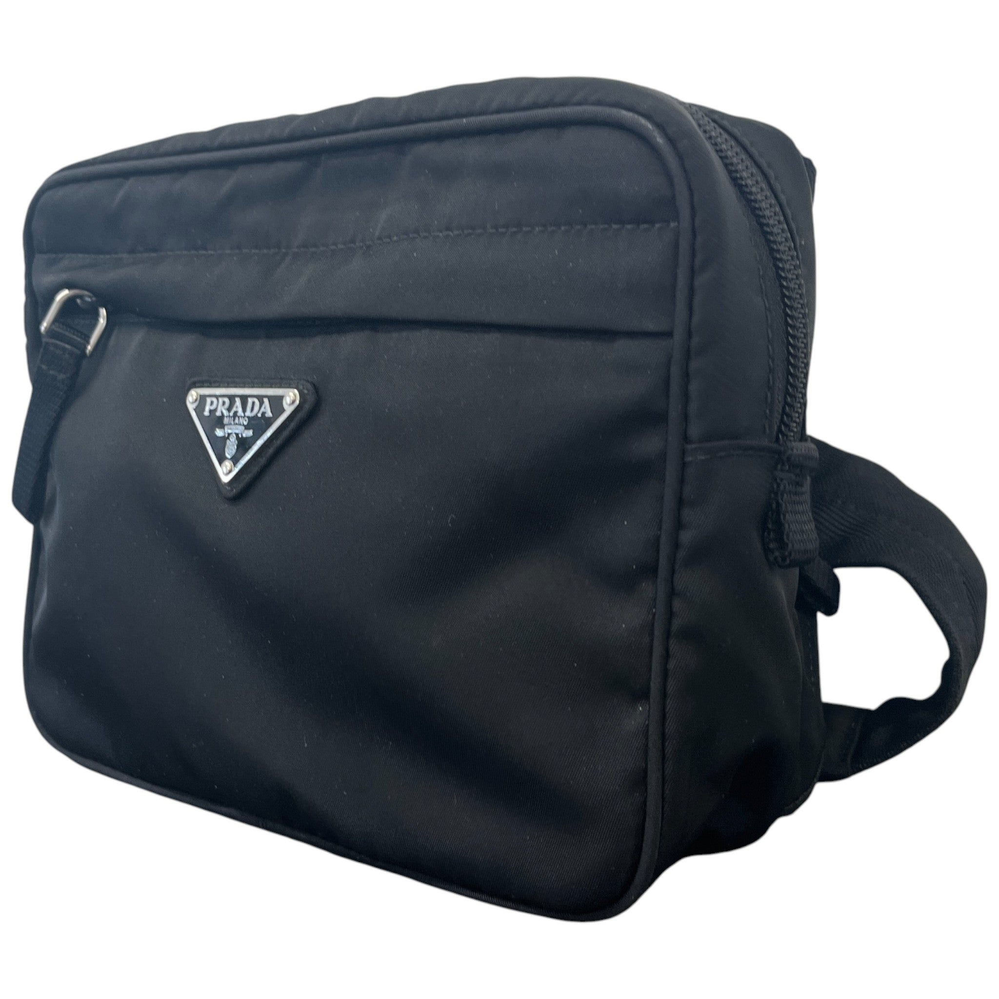 Men's Plaque Logo Re-Nylon Belt Bag Black