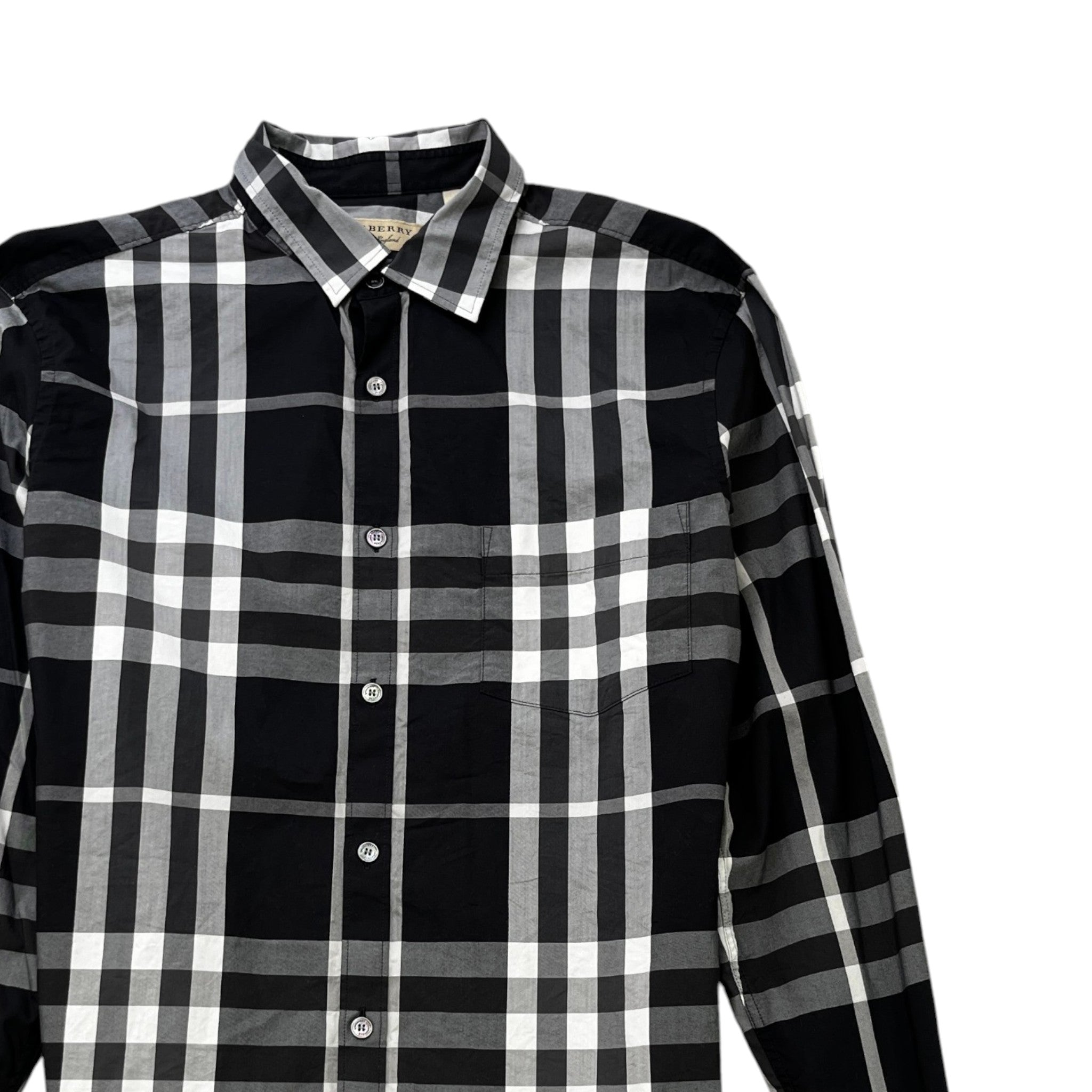 Men's Checkered Long Sleeve Shirt Black Size L