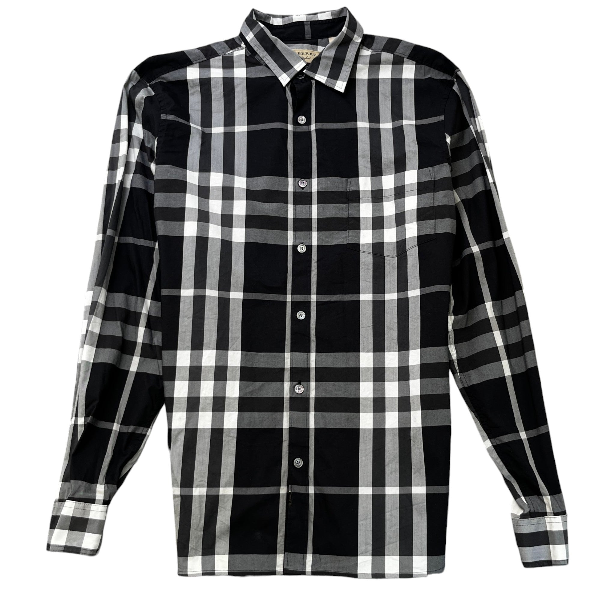 Men's Checkered Long Sleeve Shirt Black Size L