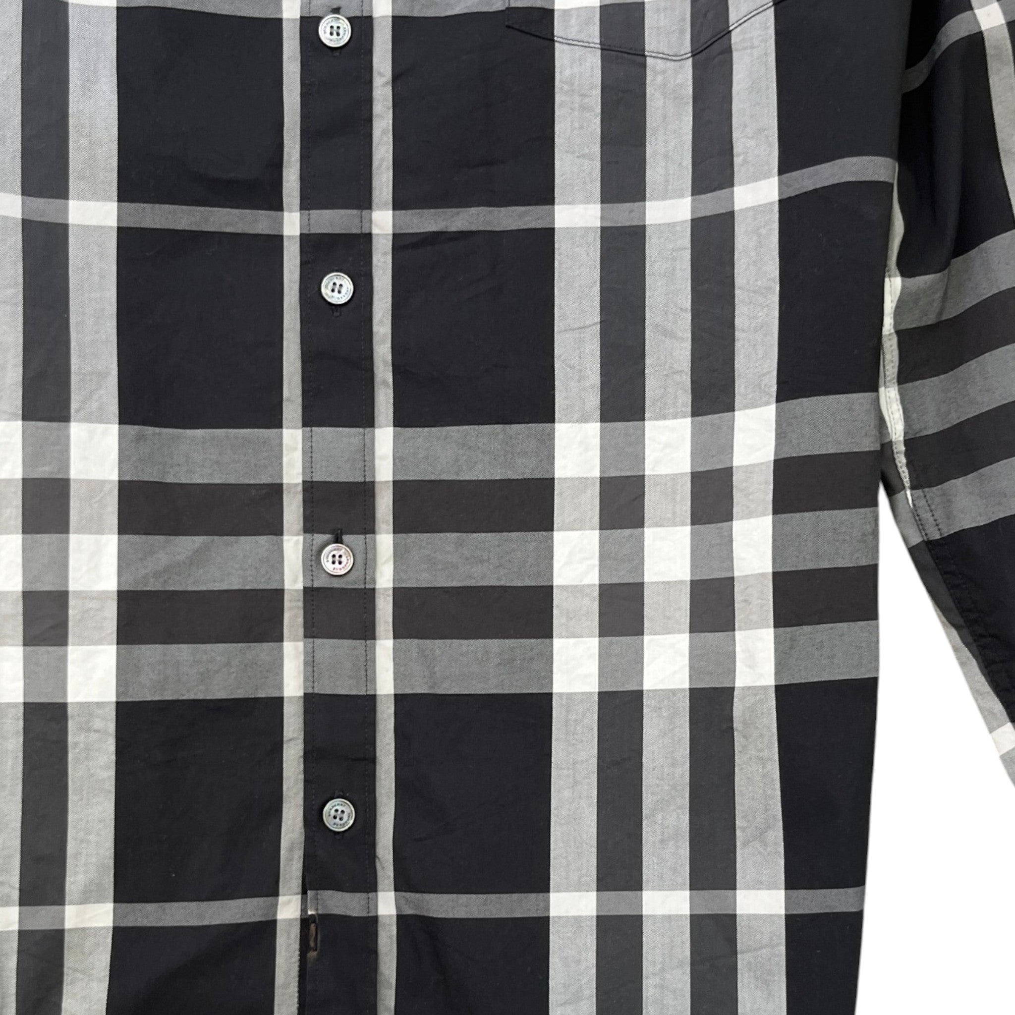 Men's Checkered Long Sleeve Shirt Black Size L