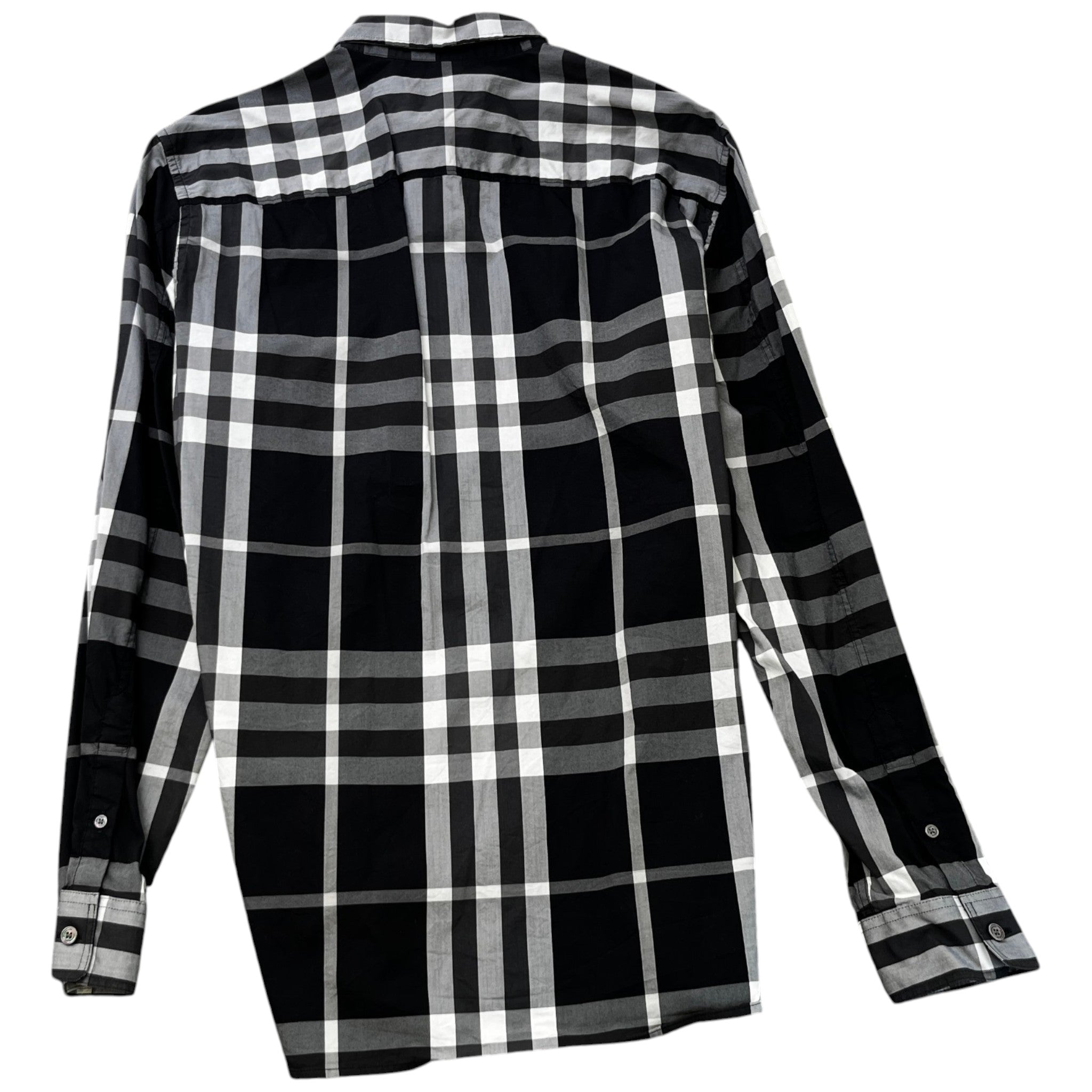 Men's Checkered Long Sleeve Shirt Black Size L