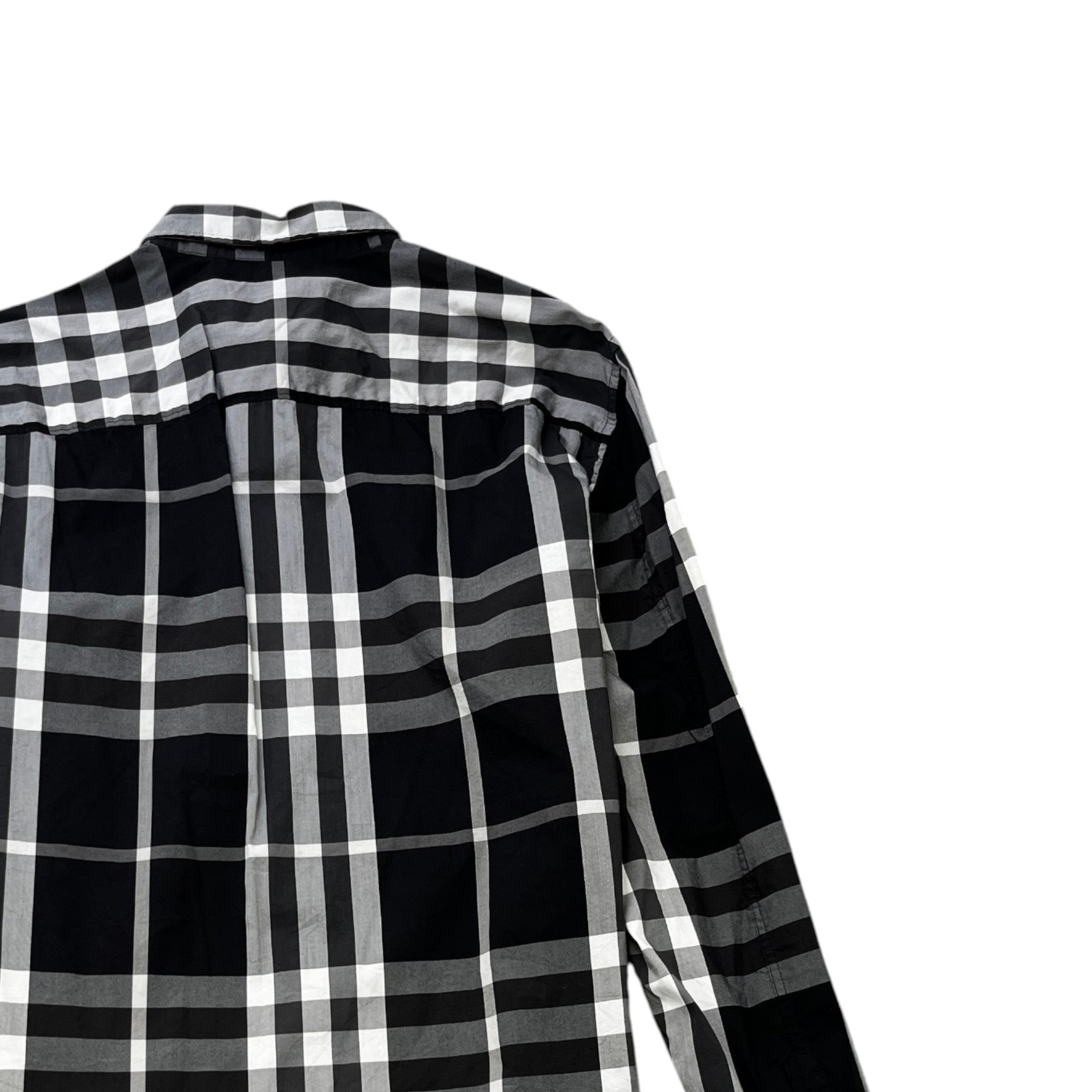 Men's Checkered Long Sleeve Shirt Black Size L