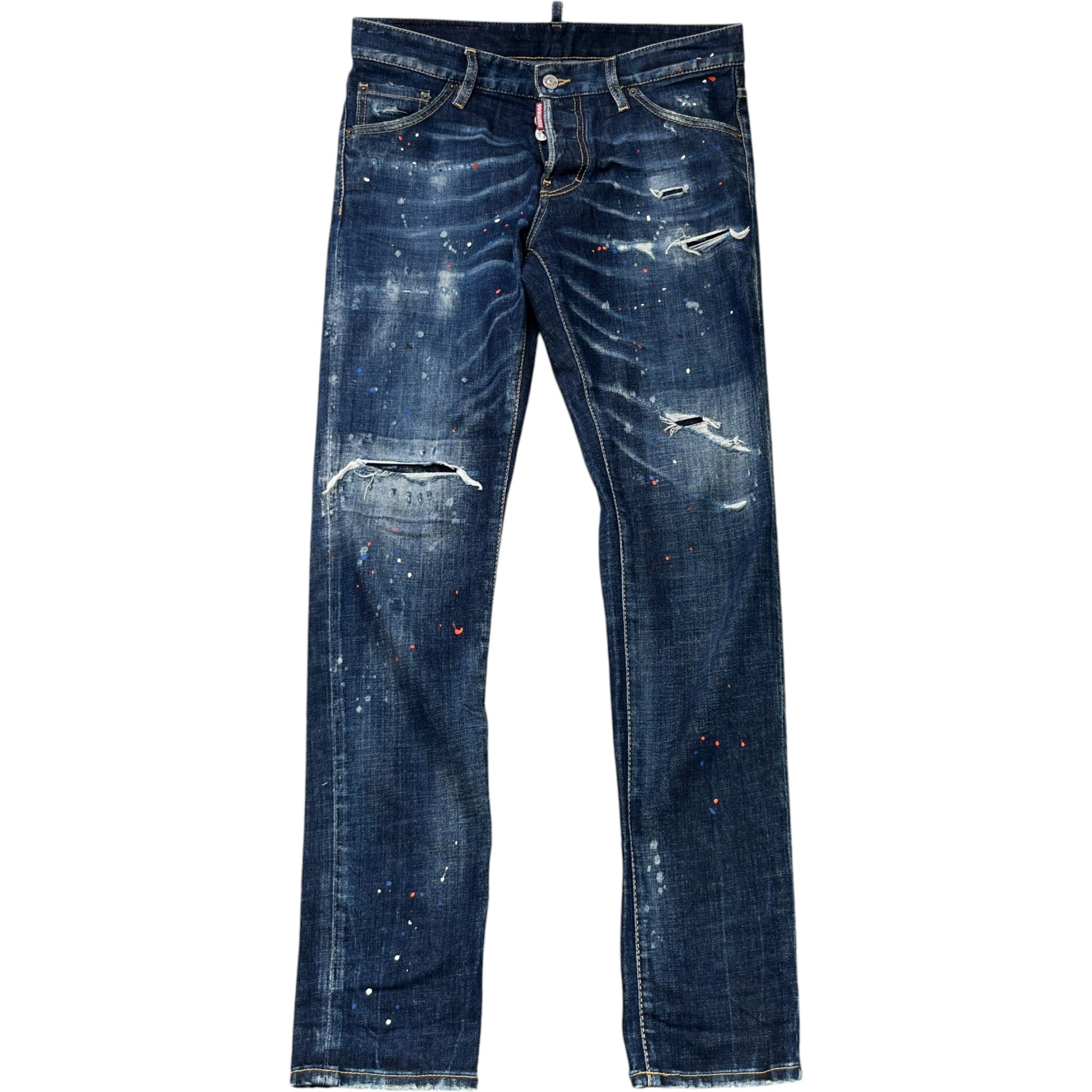 Men's Distressed Paint Splatter Jeans Blue Size IT 46 / UK 30