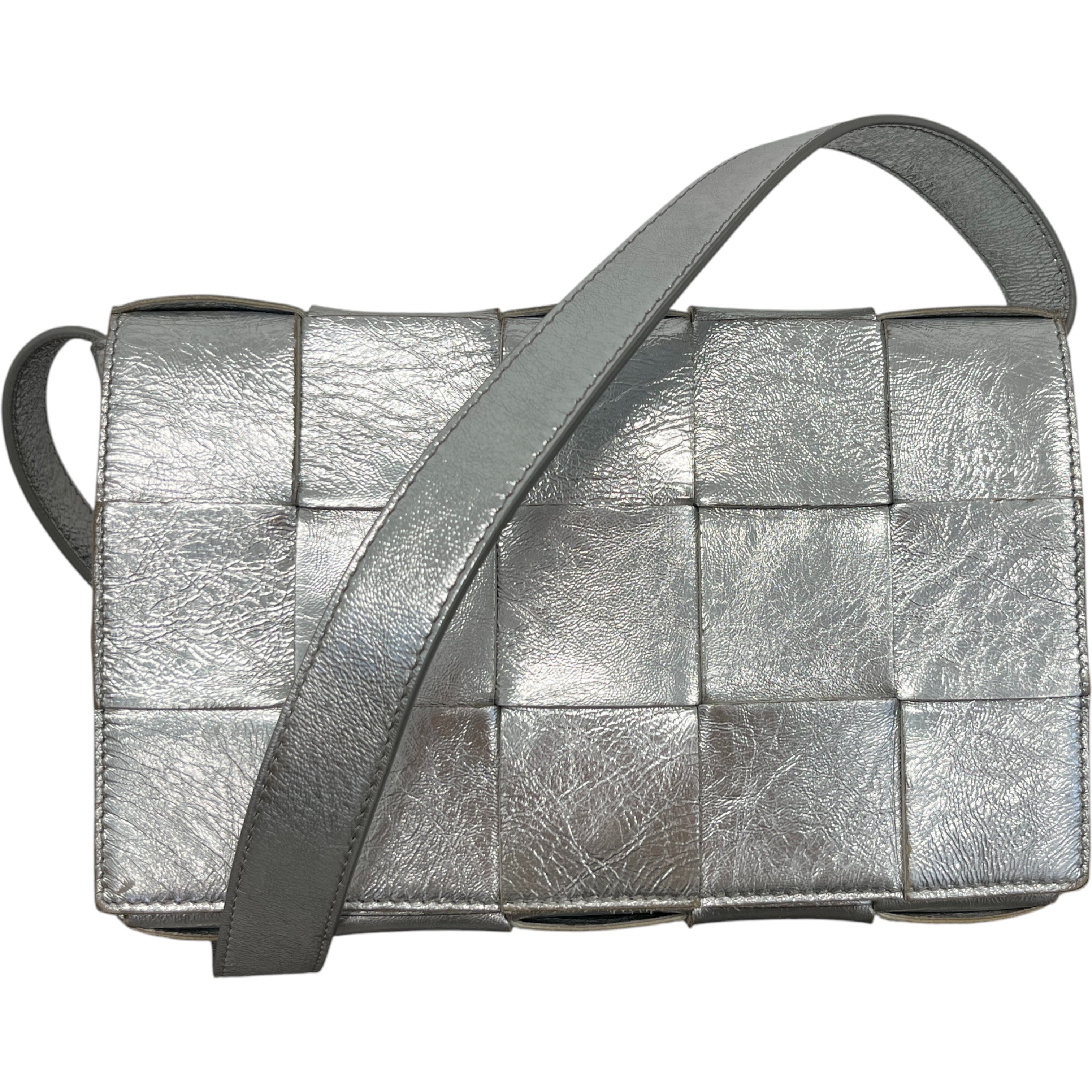 Women's Cassette Intrecciato Metallic Bag Silver