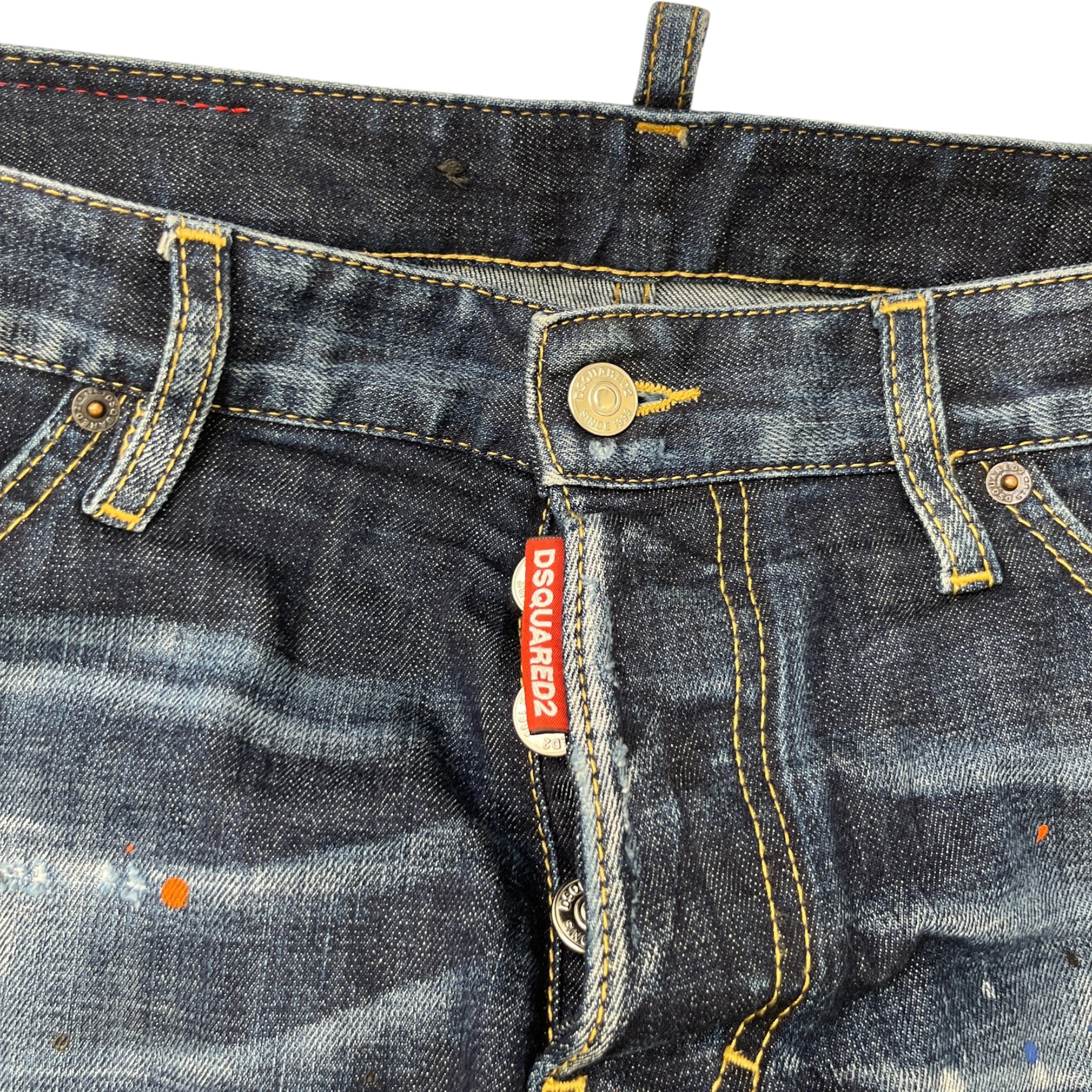 Men's Distressed Paint Splatter Jeans Blue Size IT 46 / UK 30