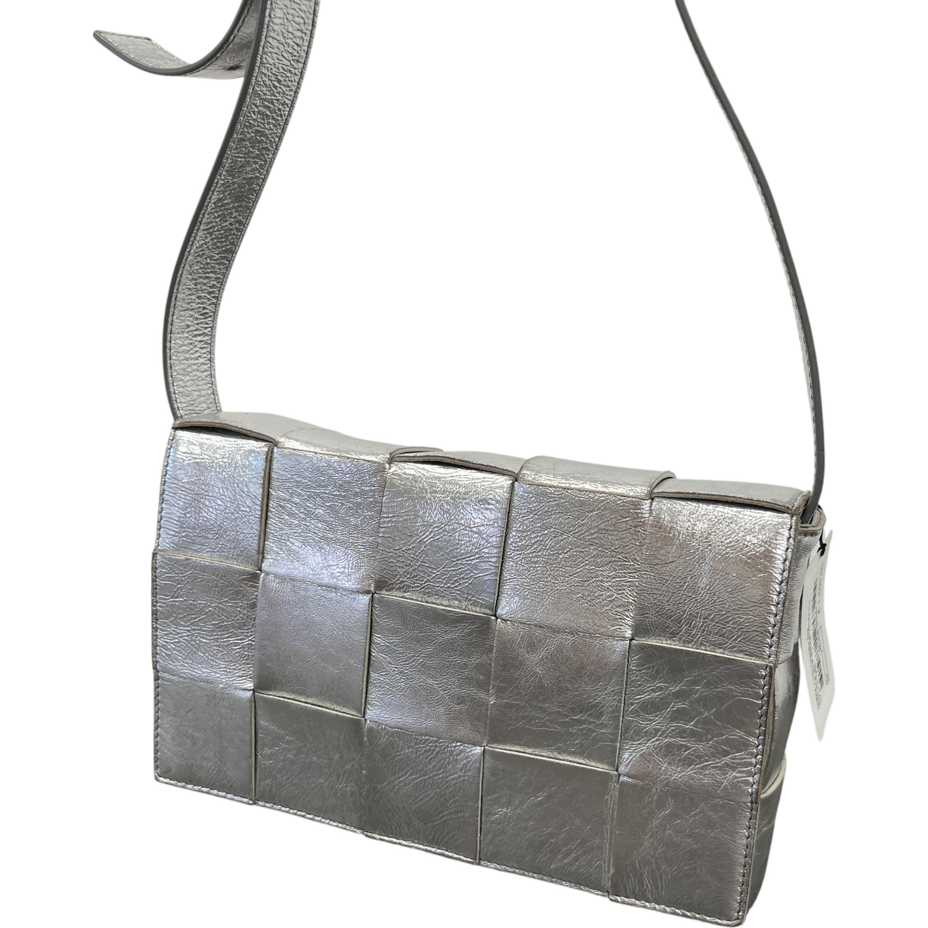 Women's Cassette Intrecciato Metallic Bag Silver