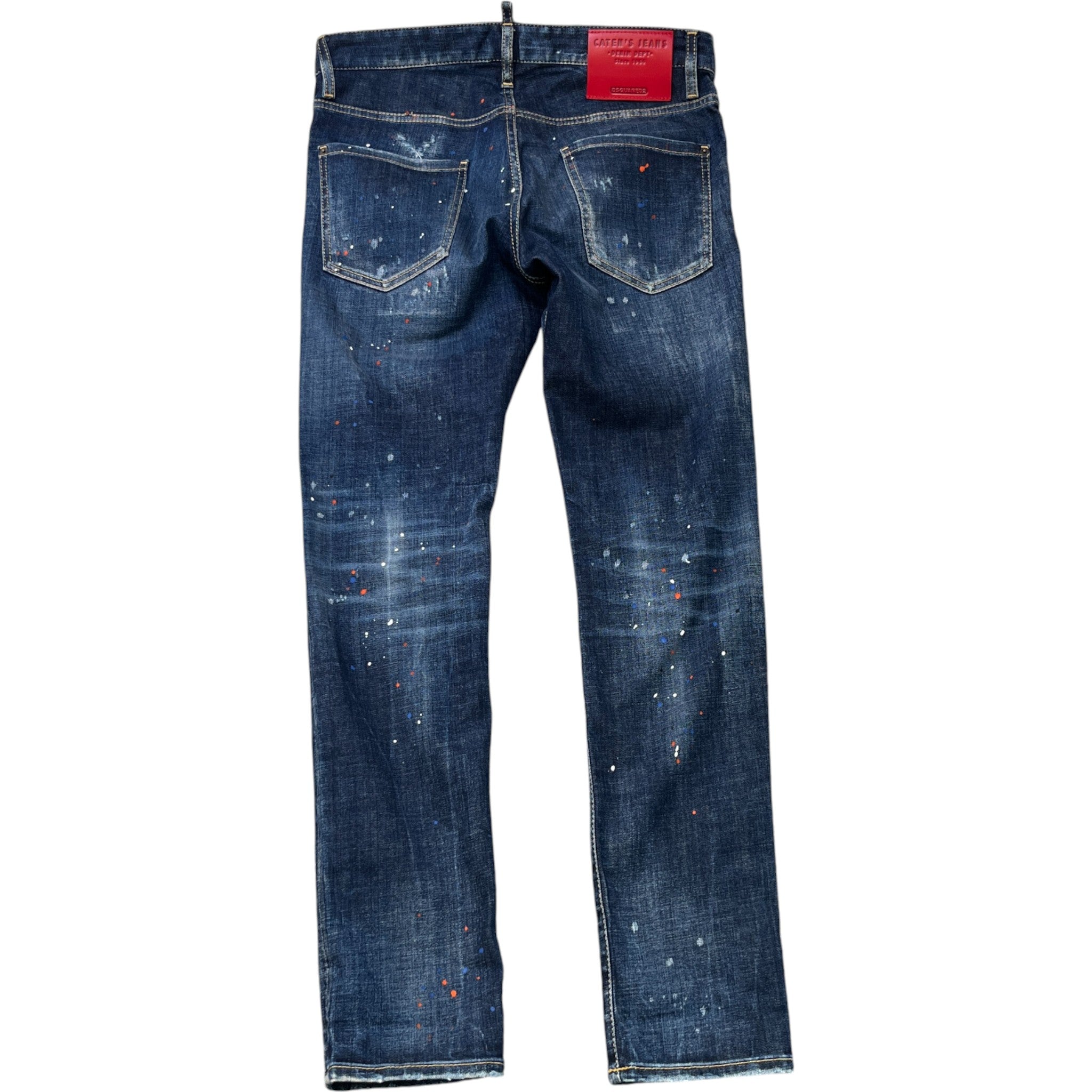 Men's Distressed Paint Splatter Jeans Blue Size IT 46 / UK 30