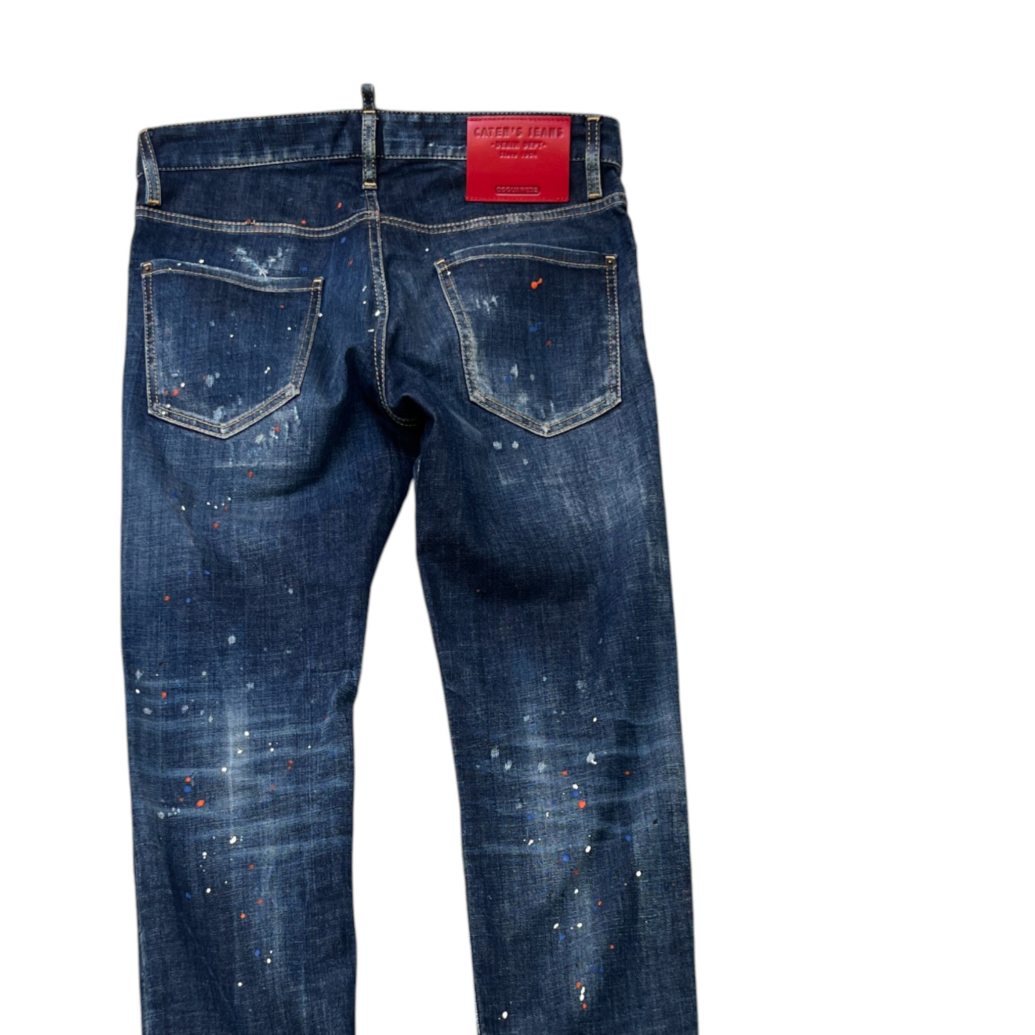 Men's Distressed Paint Splatter Jeans Blue Size IT 46 / UK 30