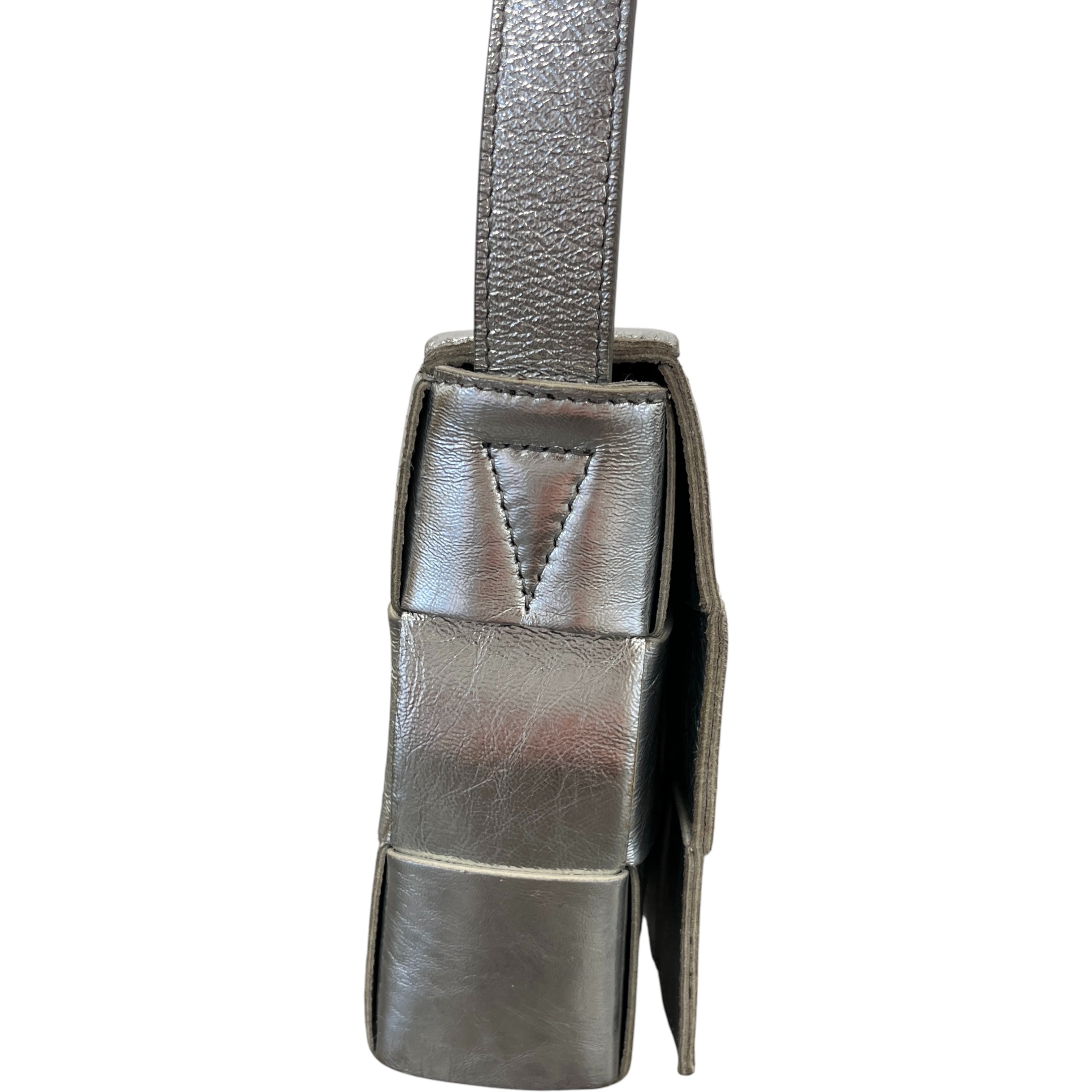 Women's Cassette Intrecciato Metallic Bag Silver