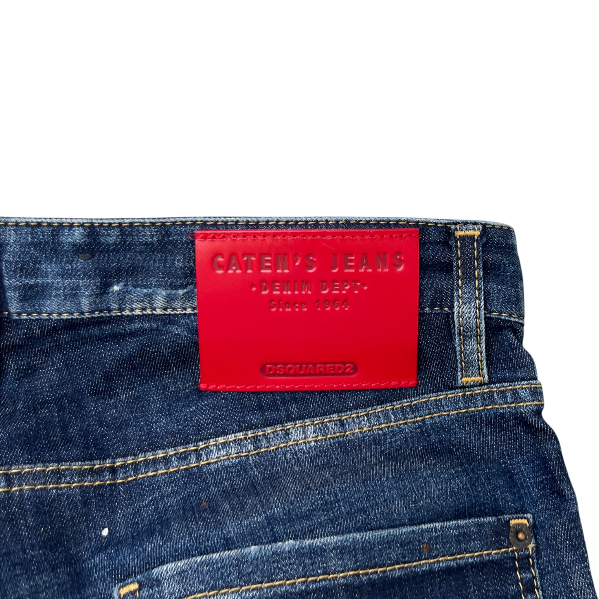 Men's Distressed Paint Splatter Jeans Blue Size IT 46 / UK 30