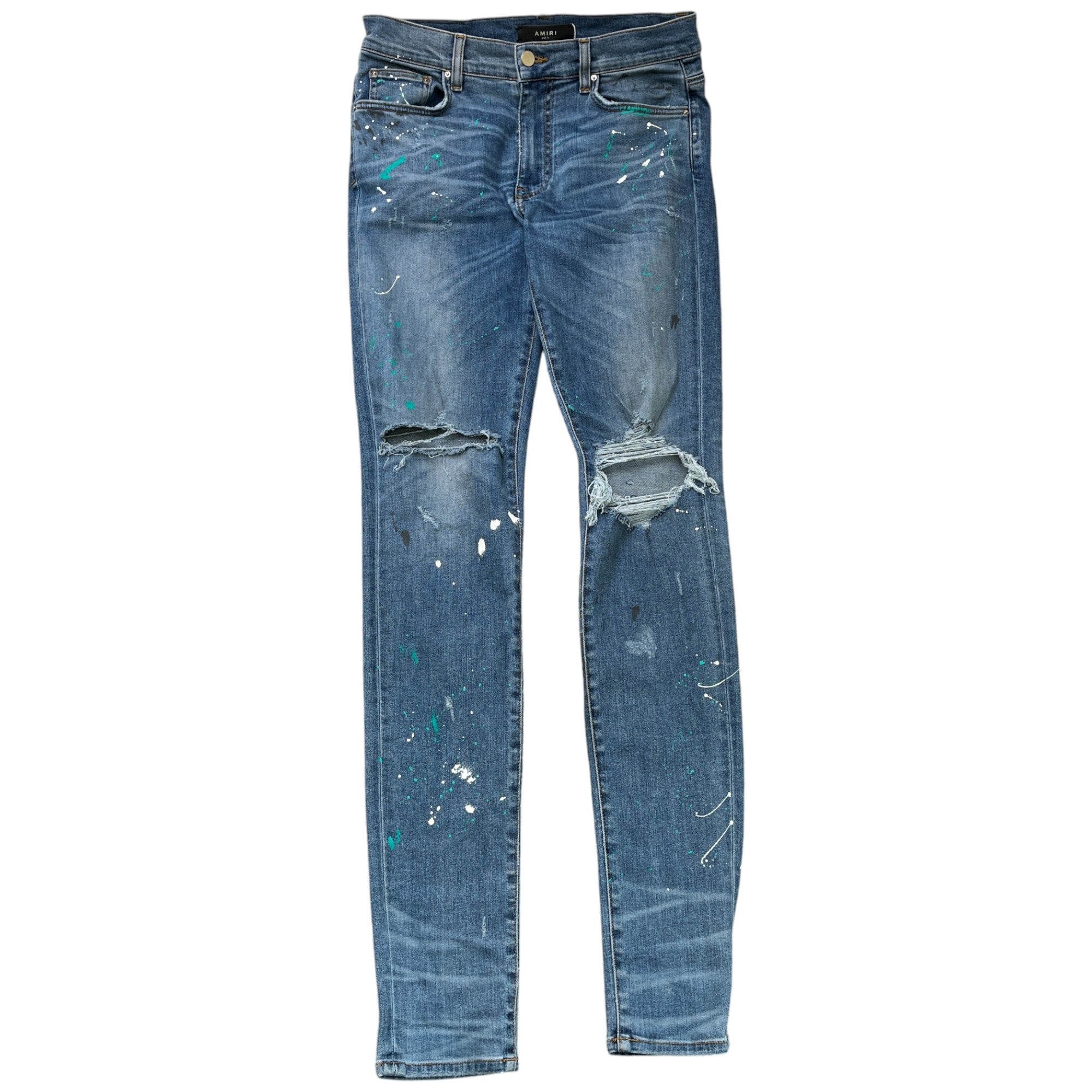 Men's Paint Splatter Jeans Blue Size Waist 31"