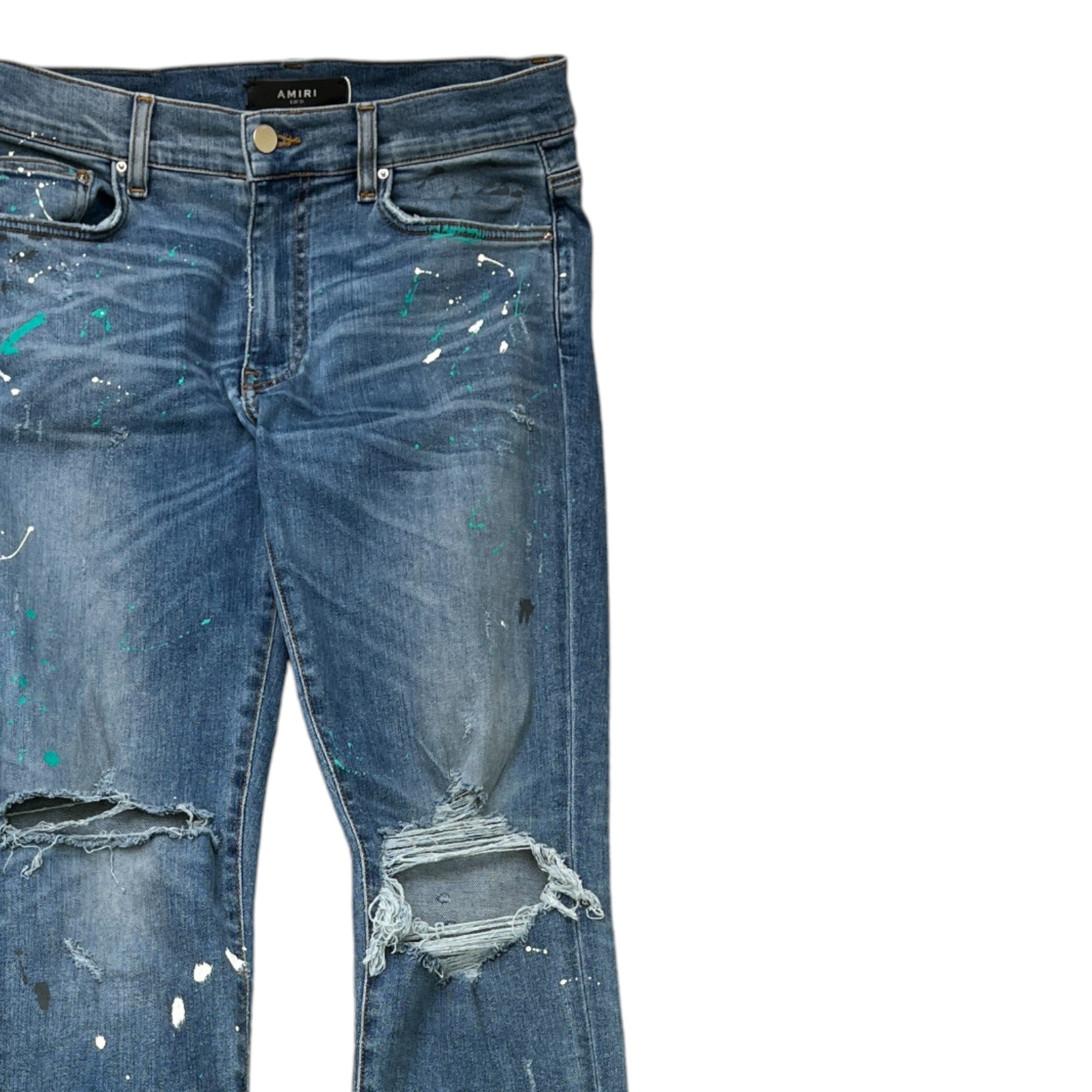 Men's Paint Splatter Jeans Blue Size Waist 31"