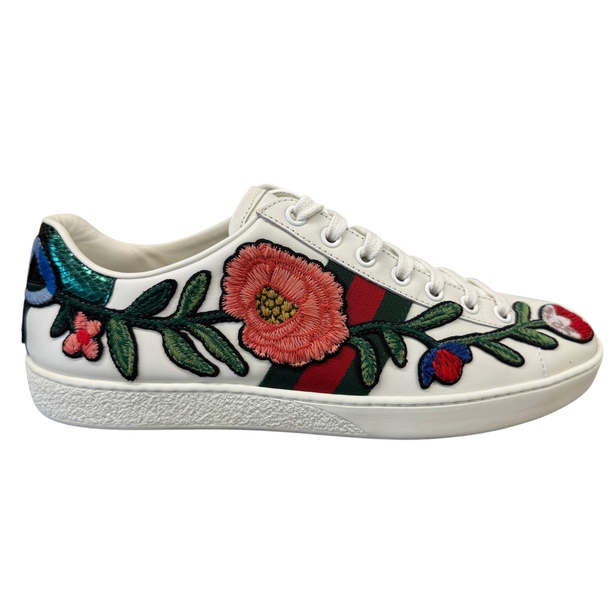 Women's Ace Web Floral Low Trainers White Size EU 38 / UK 5
