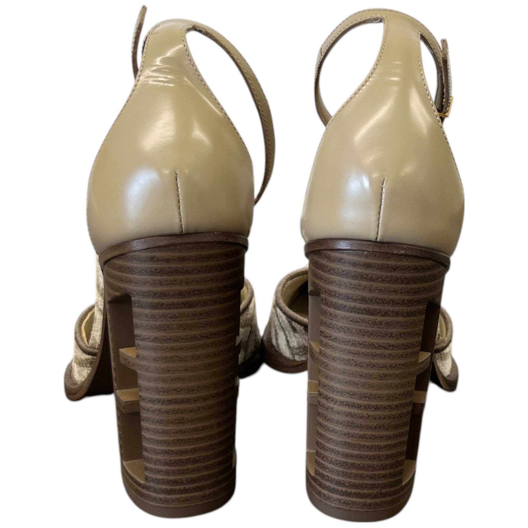 Women's Ff Cut Heels Chenille Court Ankle Strap Heels Beige Size EU 37.5 / UK 4.5