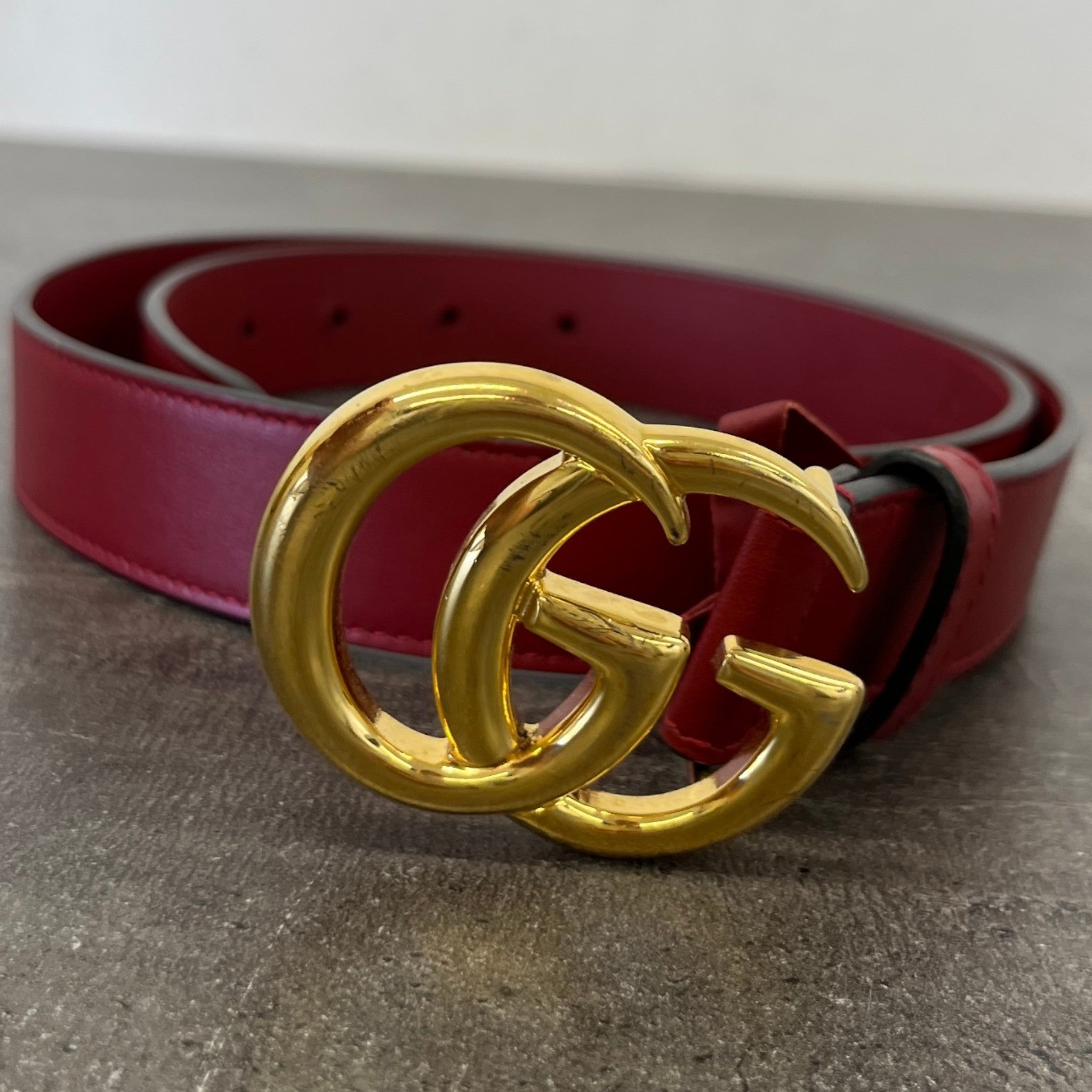 Women's Gg Marmont Belt Red Size 85CM / UK 10