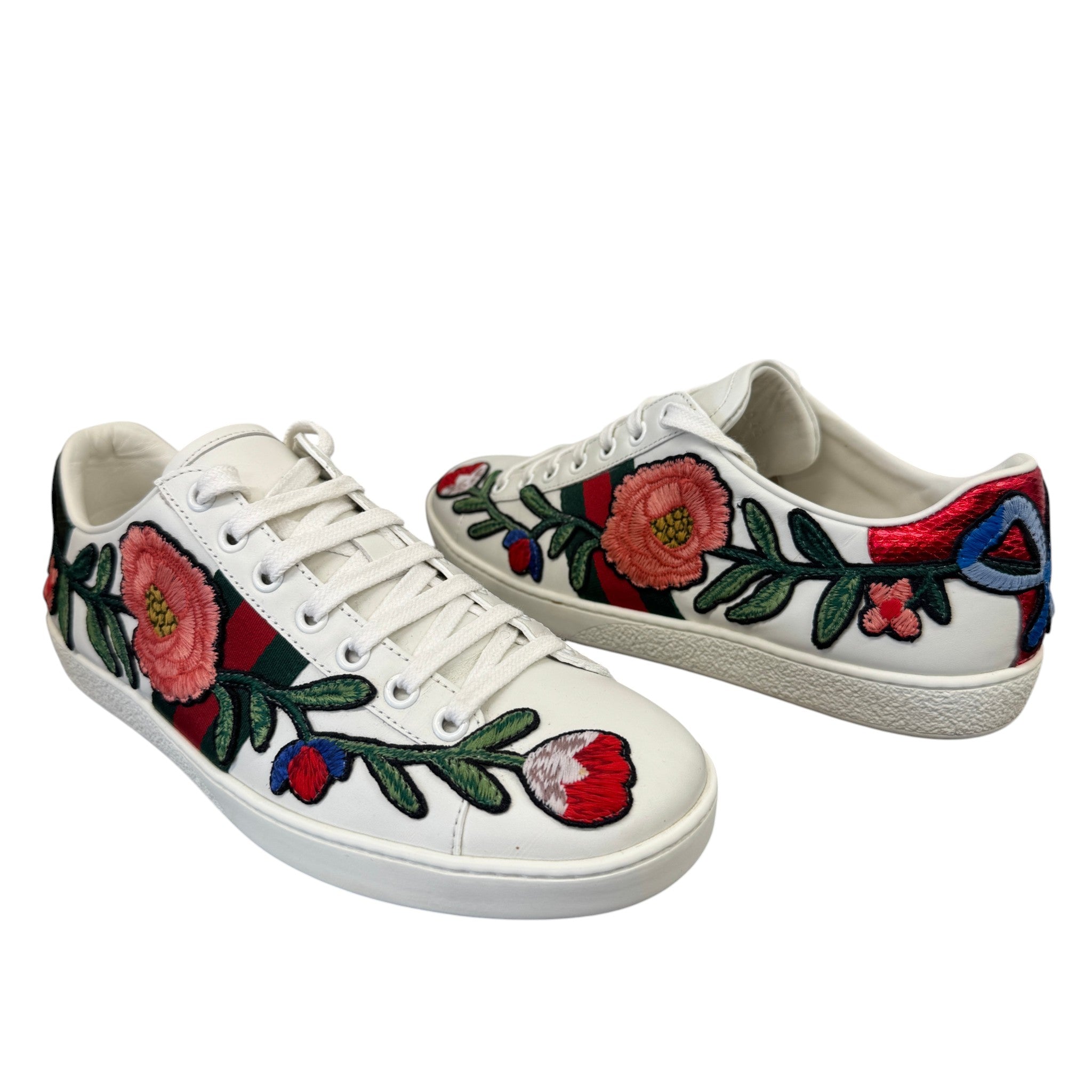 Women's Ace Web Floral Low Trainers White Size EU 38 / UK 5