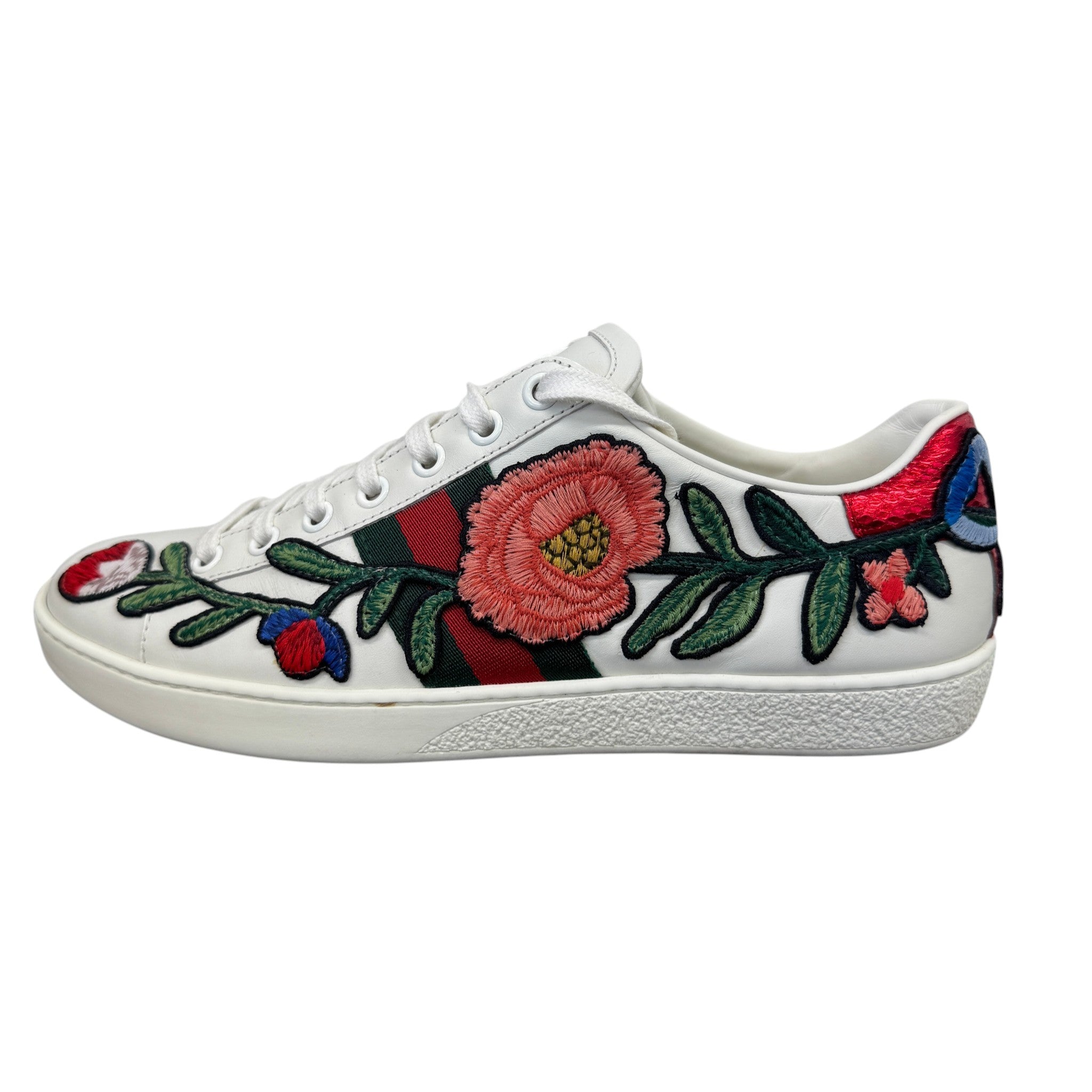 Women's Ace Web Floral Low Trainers White Size EU 38 / UK 5