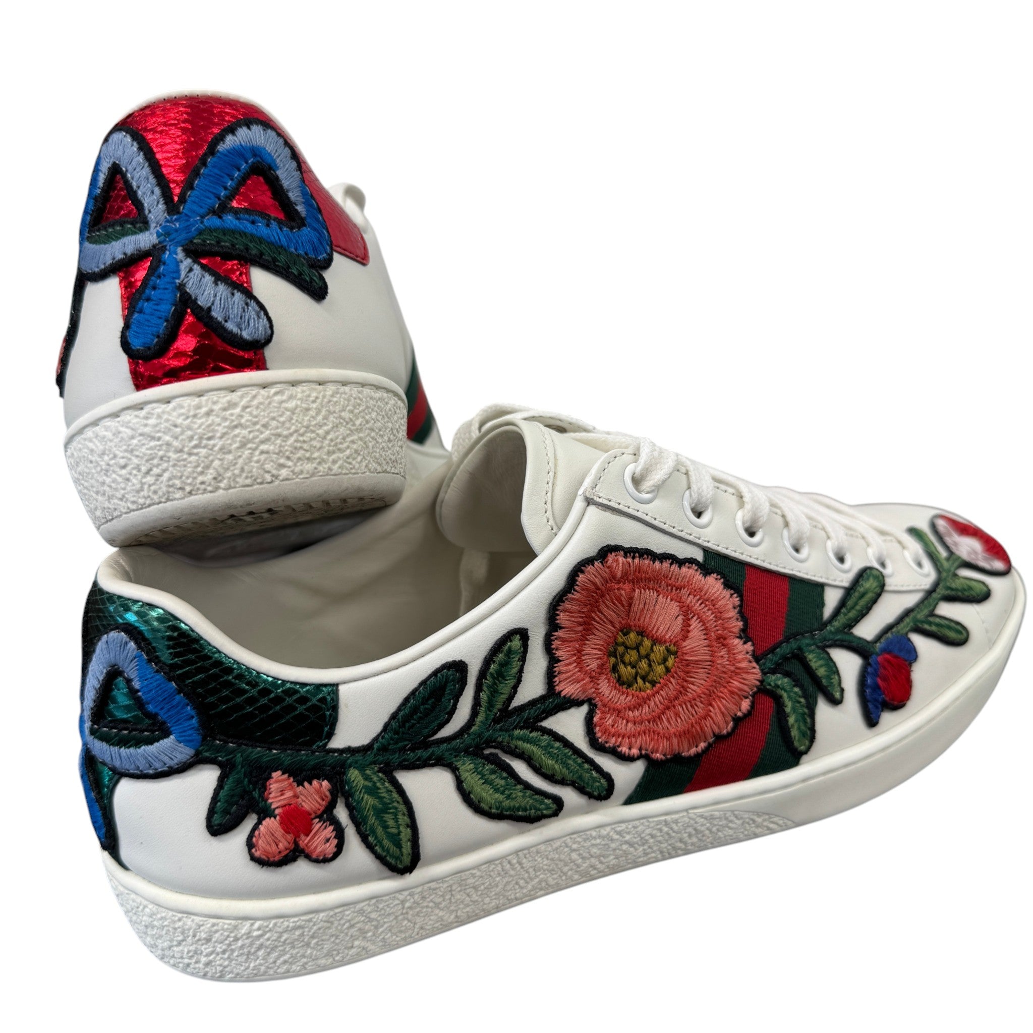 Women's Ace Web Floral Low Trainers White Size EU 38 / UK 5