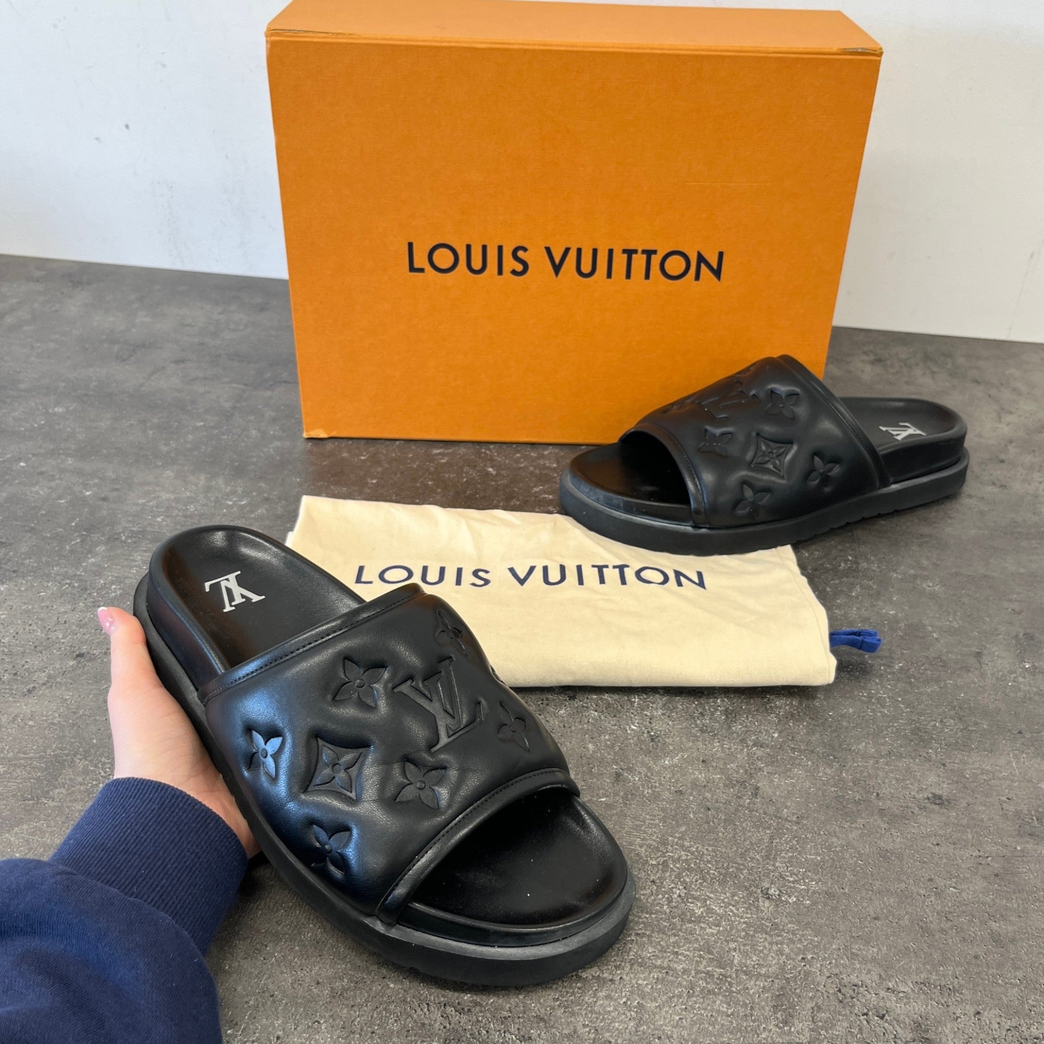 Men's Monogram Waterfront Slides Black Size EU 40 / UK 6