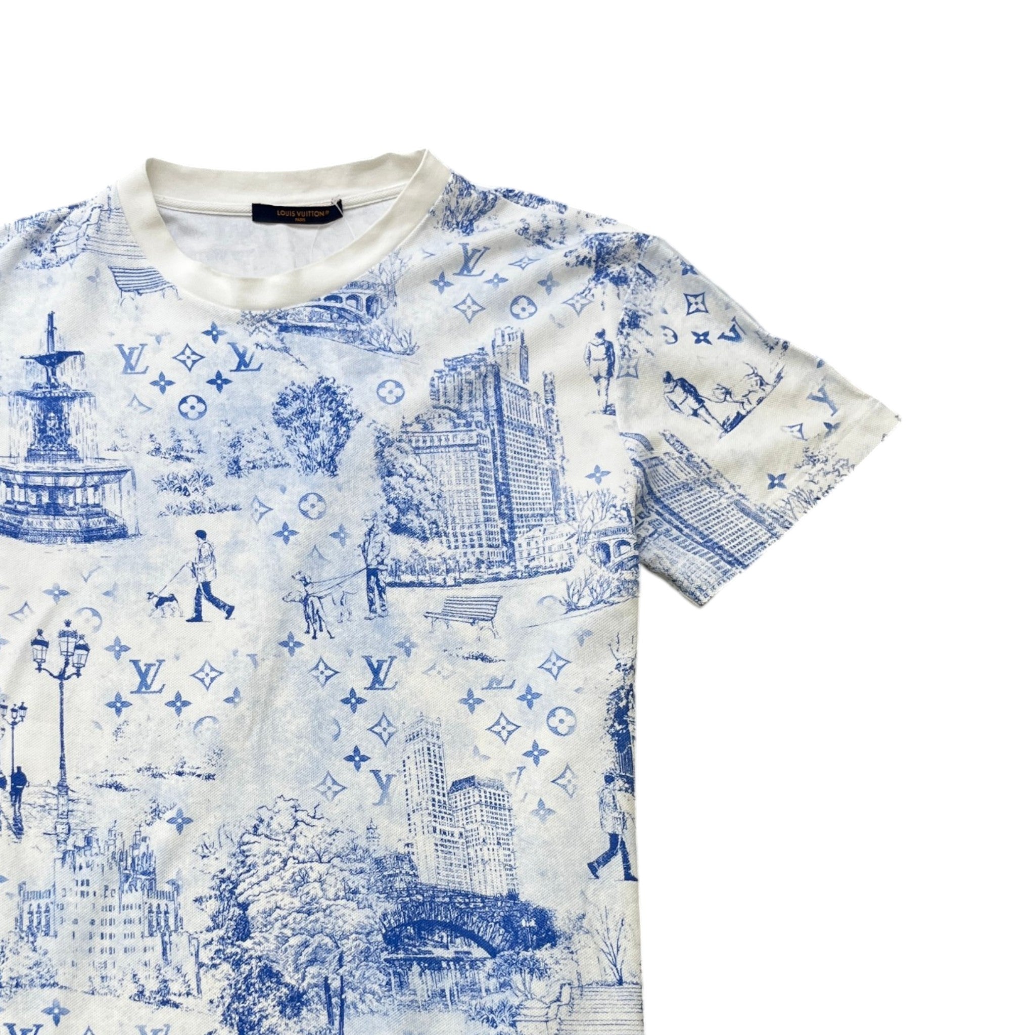 Men's Monogram Cityscape Piqué T-Shirt White Size XL