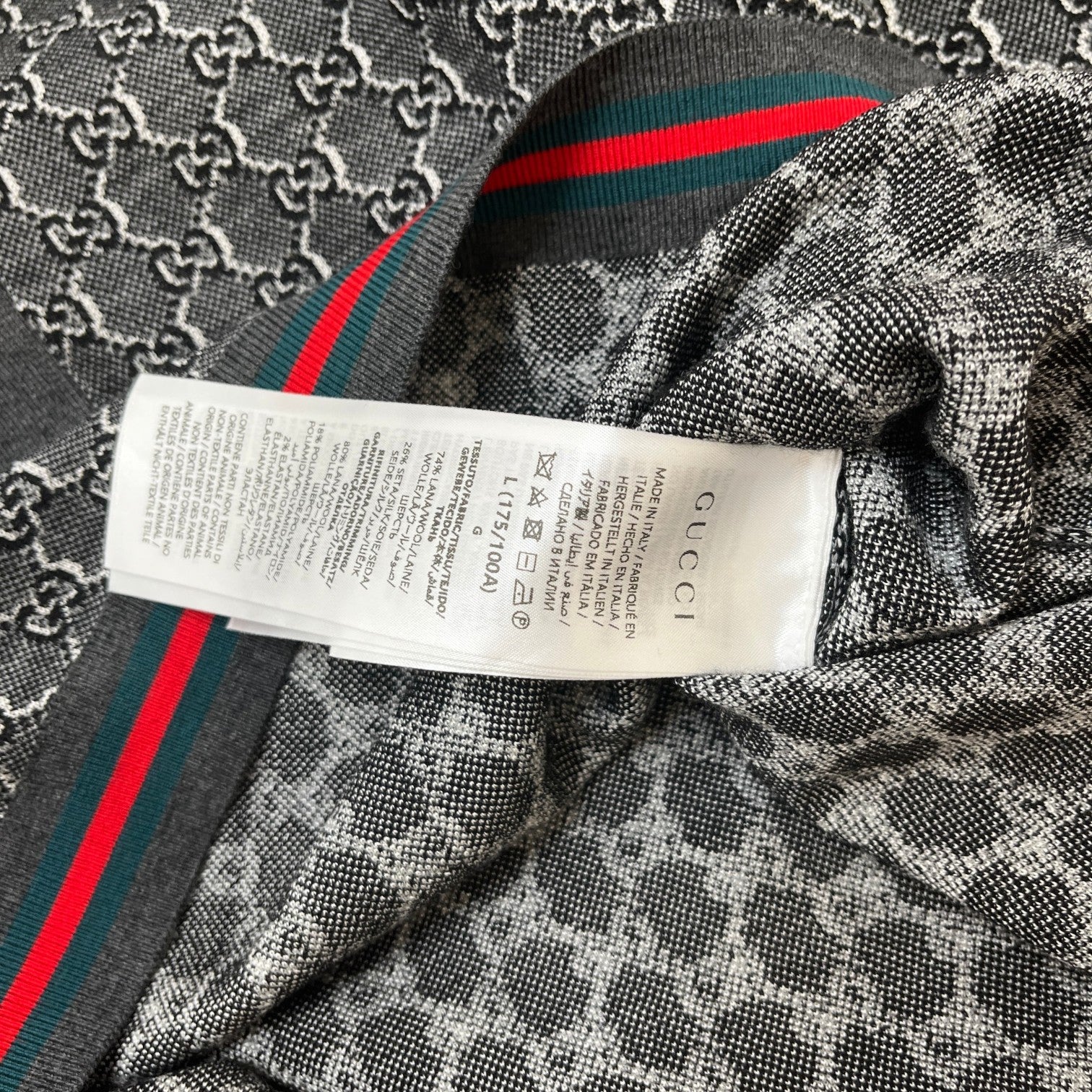 Men's Gg Shadow Knitted Polo Shirt Grey Size L