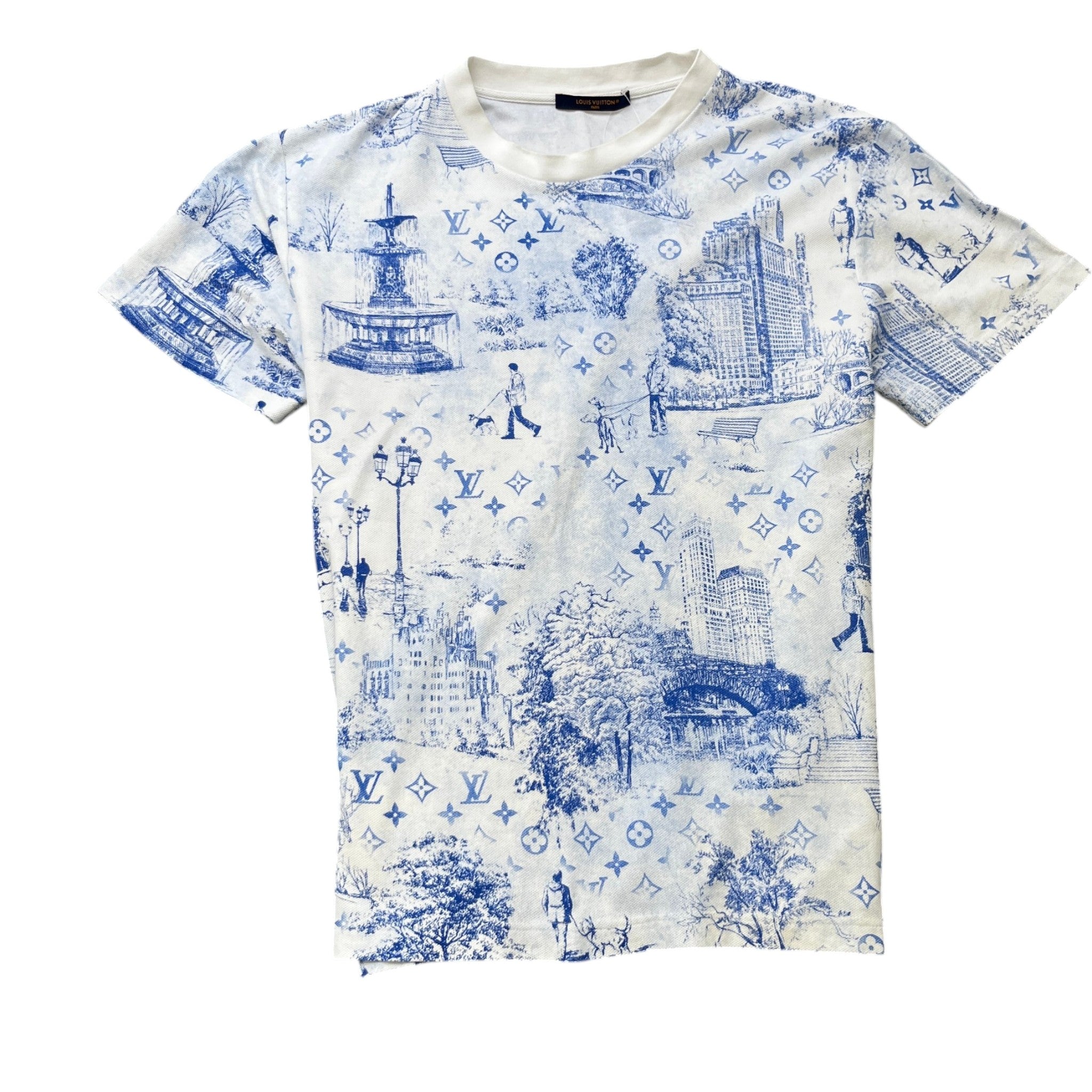 Men's Monogram Cityscape Piqué T-Shirt White Size XL