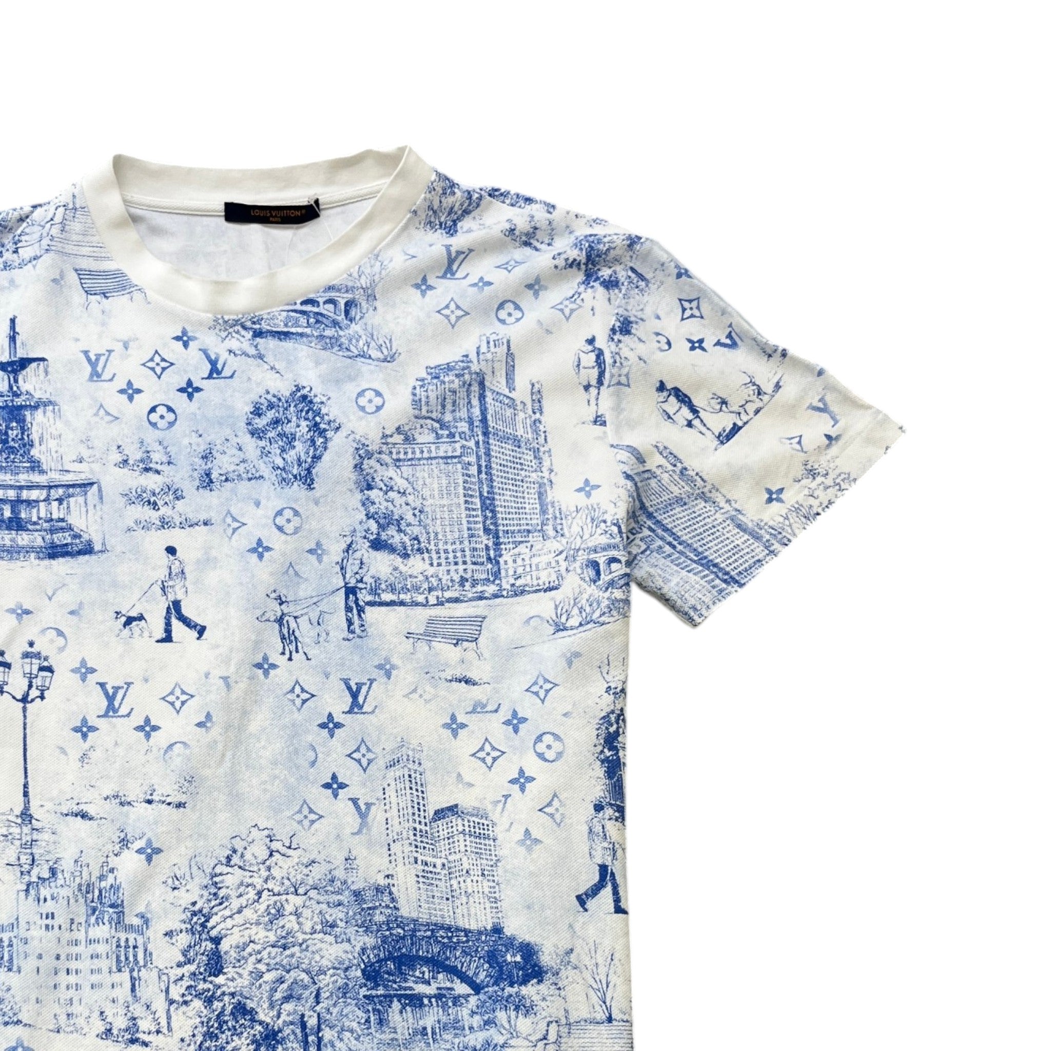 Men's Monogram Cityscape Piqué T-Shirt White Size XL
