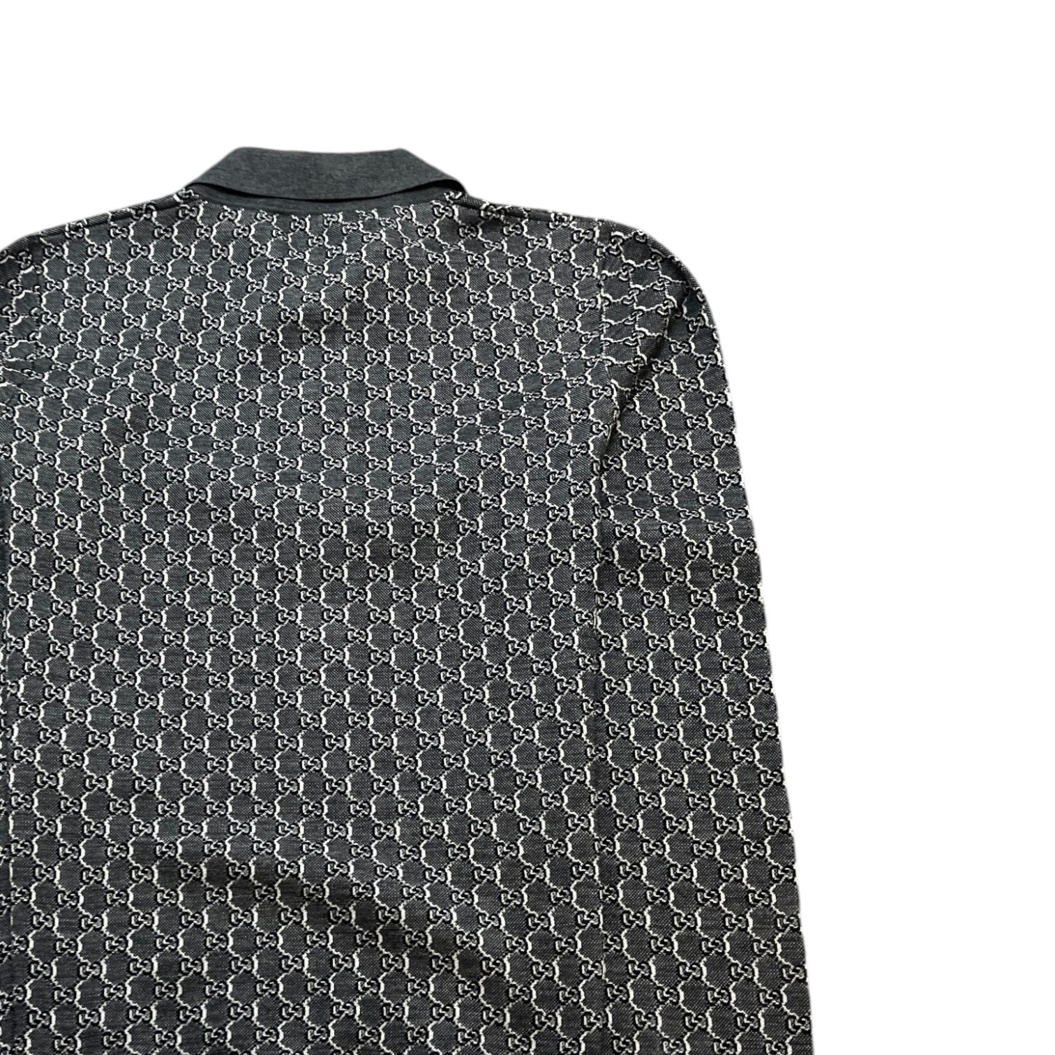 Men's Gg Shadow Knitted Polo Shirt Grey Size L