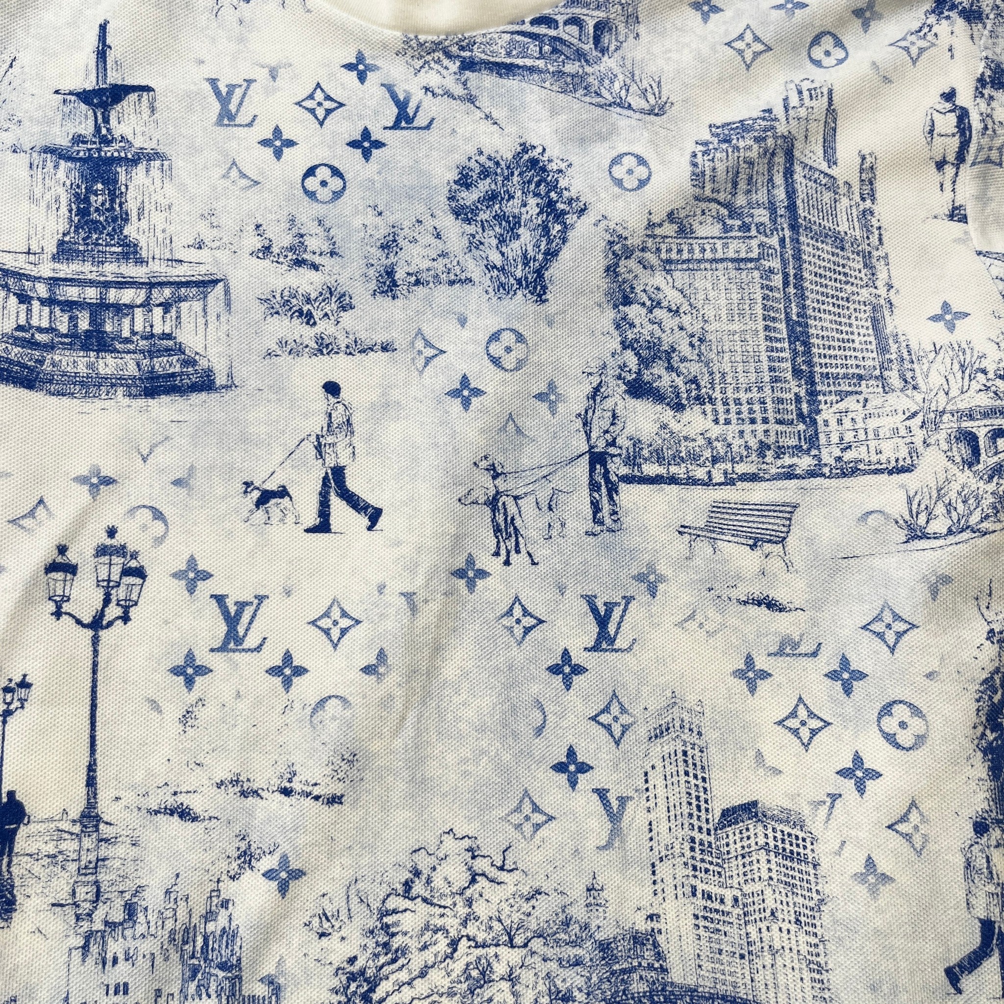 Men's Monogram Cityscape Piqué T-Shirt White Size XL