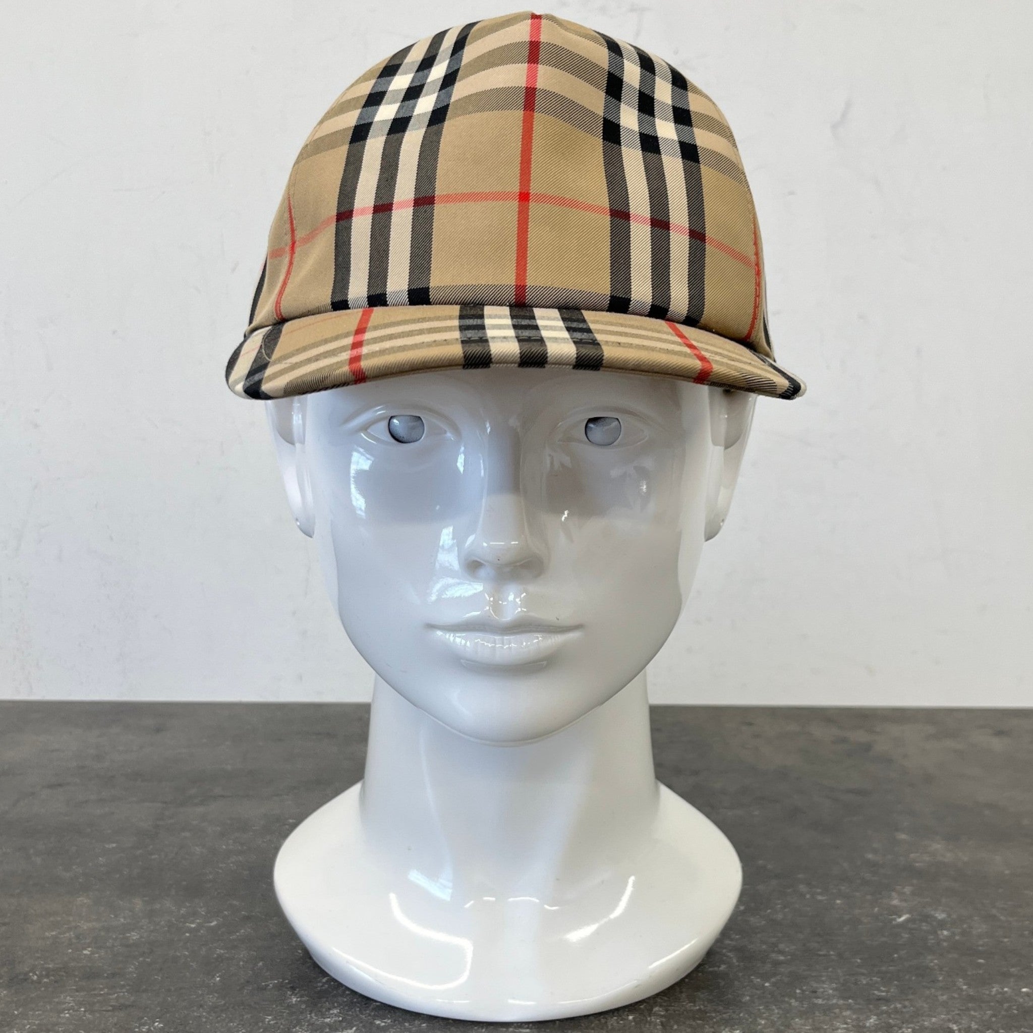 Men's Checkered Cap Beige Size M