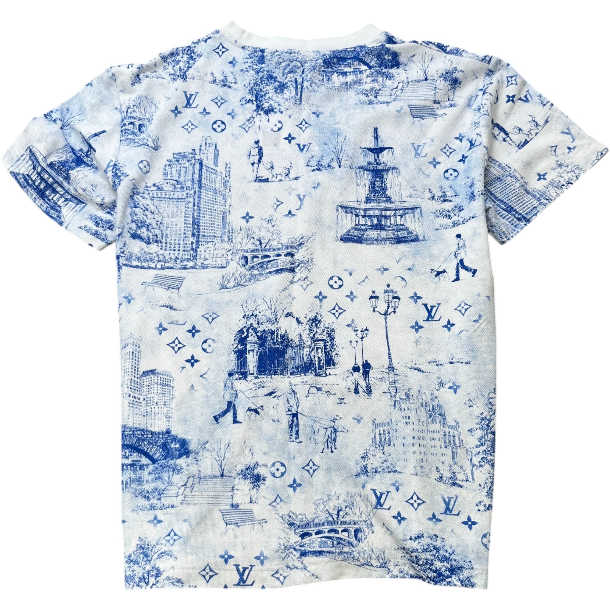 Men's Monogram Cityscape Piqué T-Shirt White Size XL