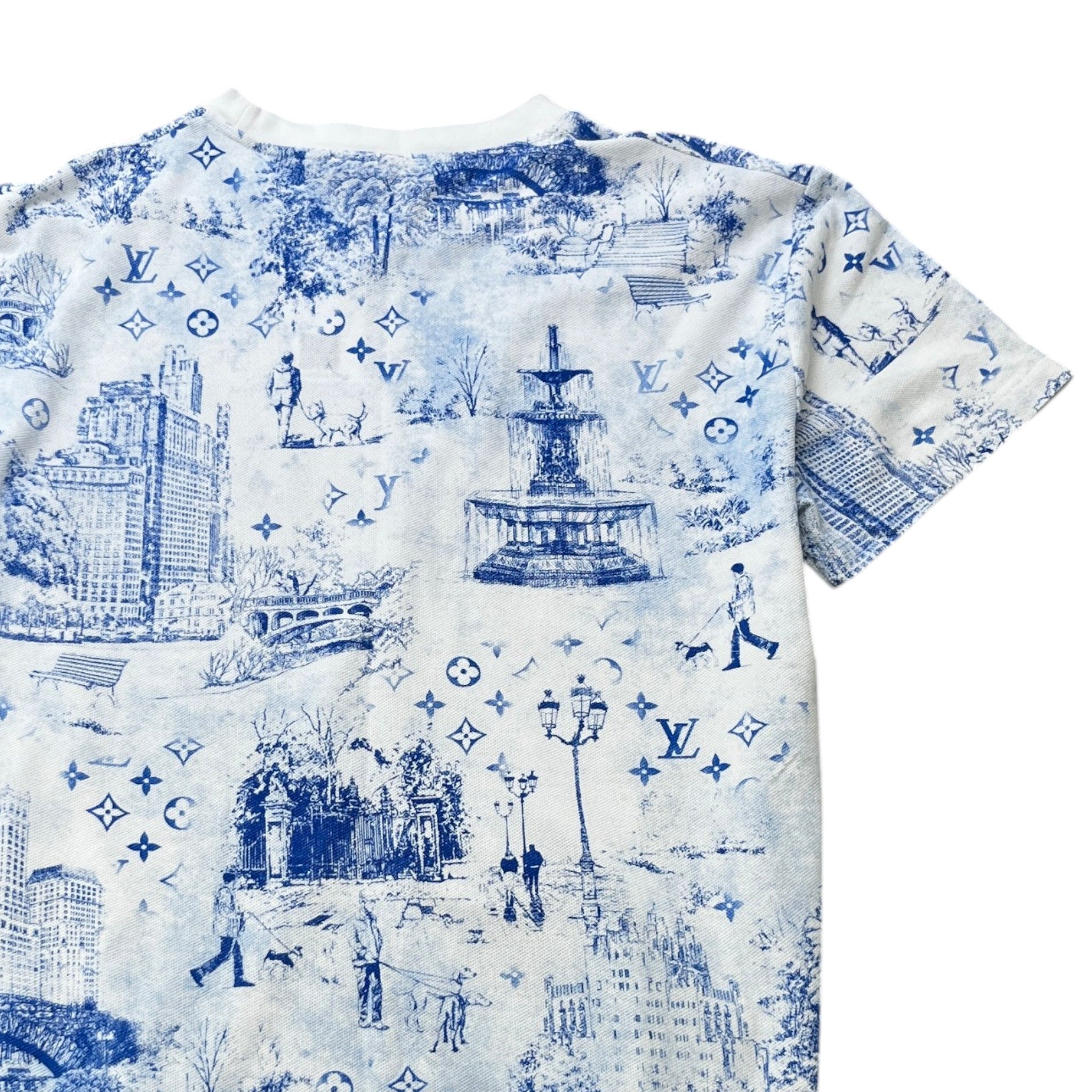 Men's Monogram Cityscape Piqué T-Shirt White Size XL