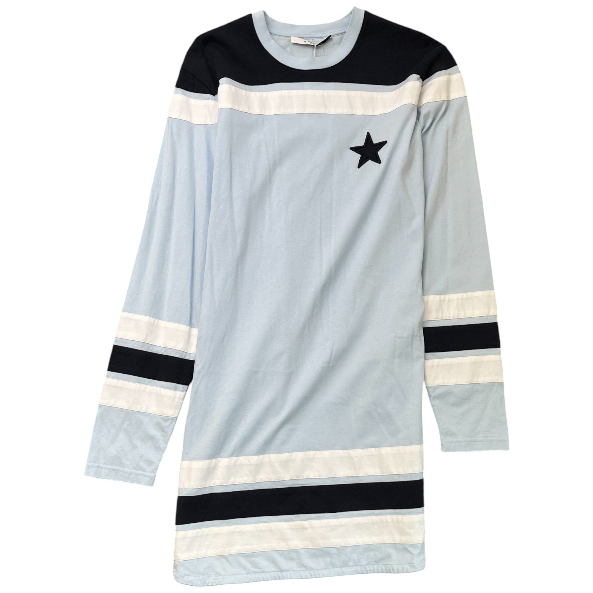Men's Embroidered Star Long Sleeve T-Shirt Blue Size S