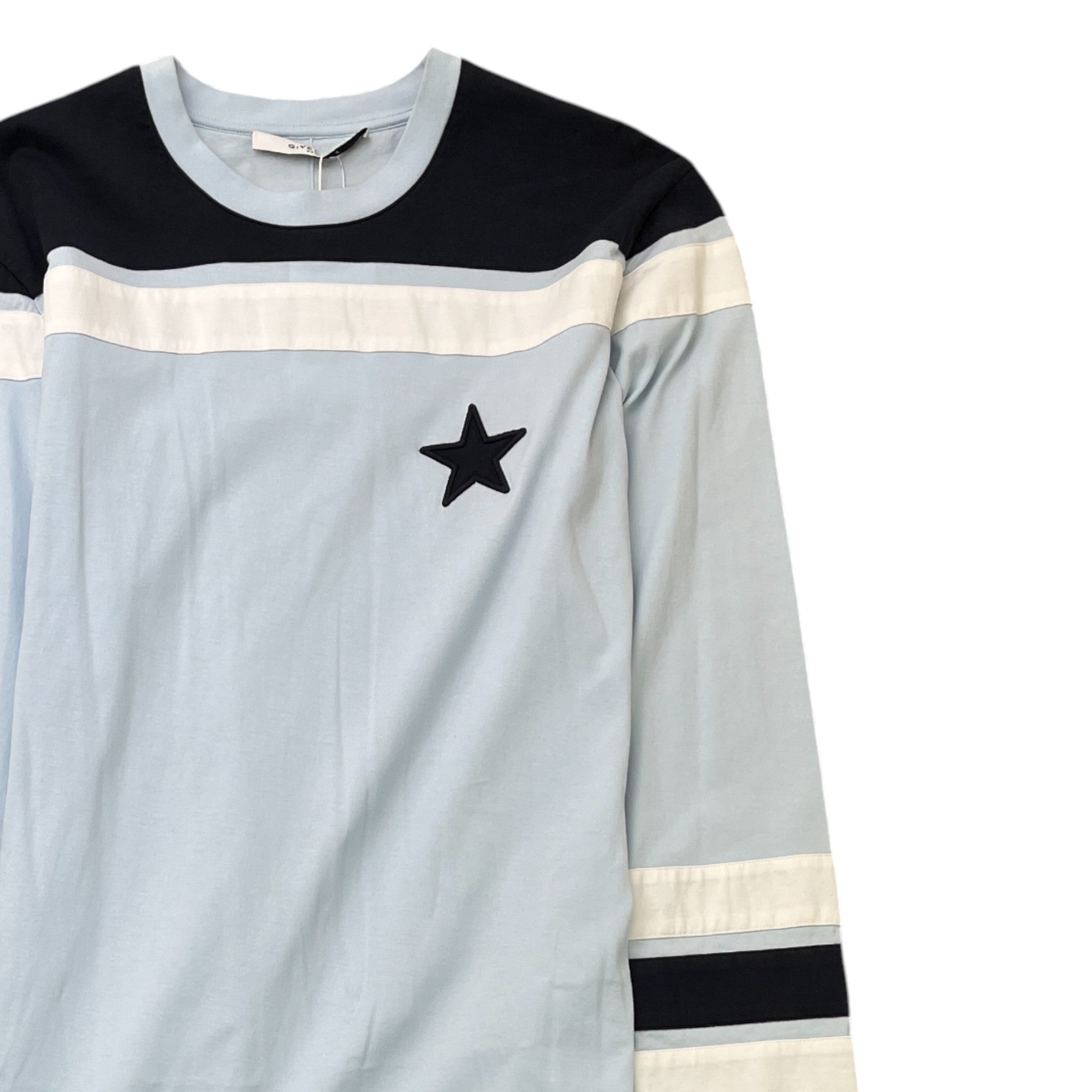 Men's Embroidered Star Long Sleeve T-Shirt Blue Size S