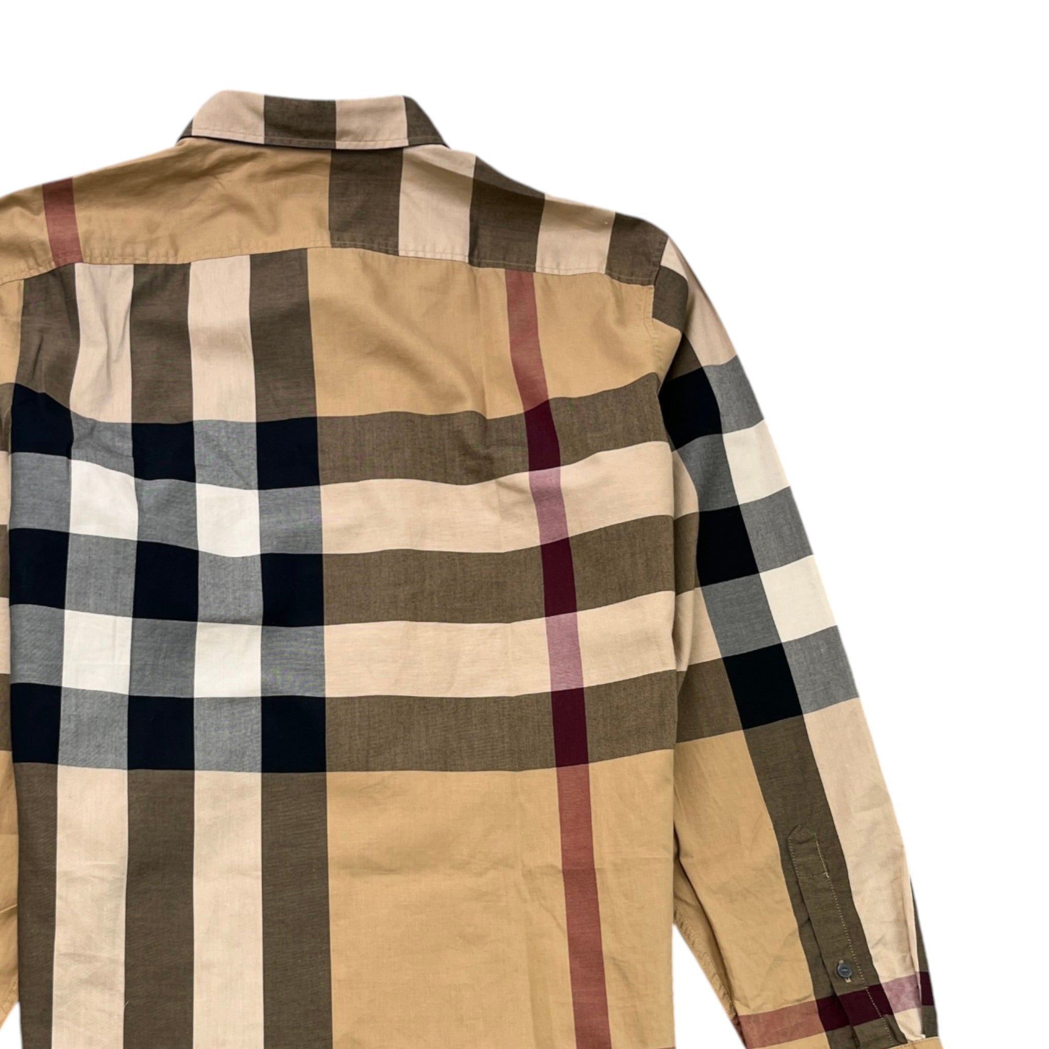 Men's Checkered Long Sleeve Shirt Beige Size XL