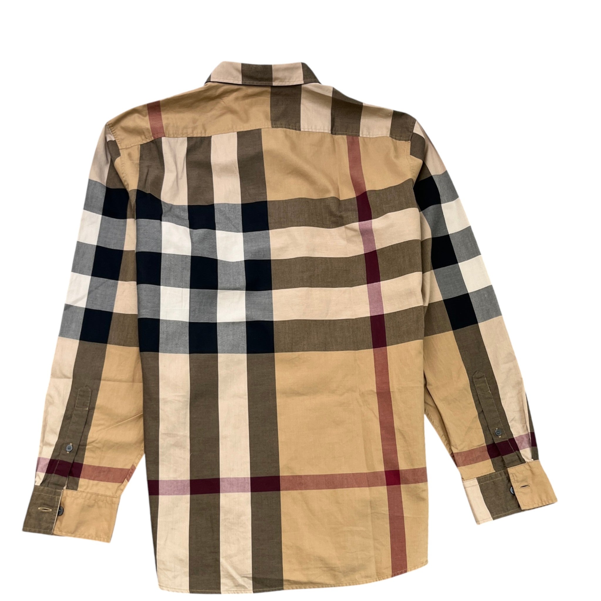Men's Checkered Long Sleeve Shirt Beige Size XL