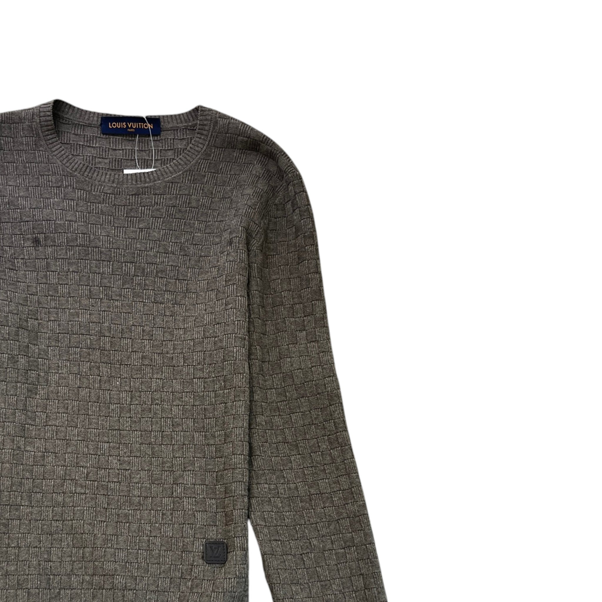 Men's Crewneck Damier Jumper Grey Size S