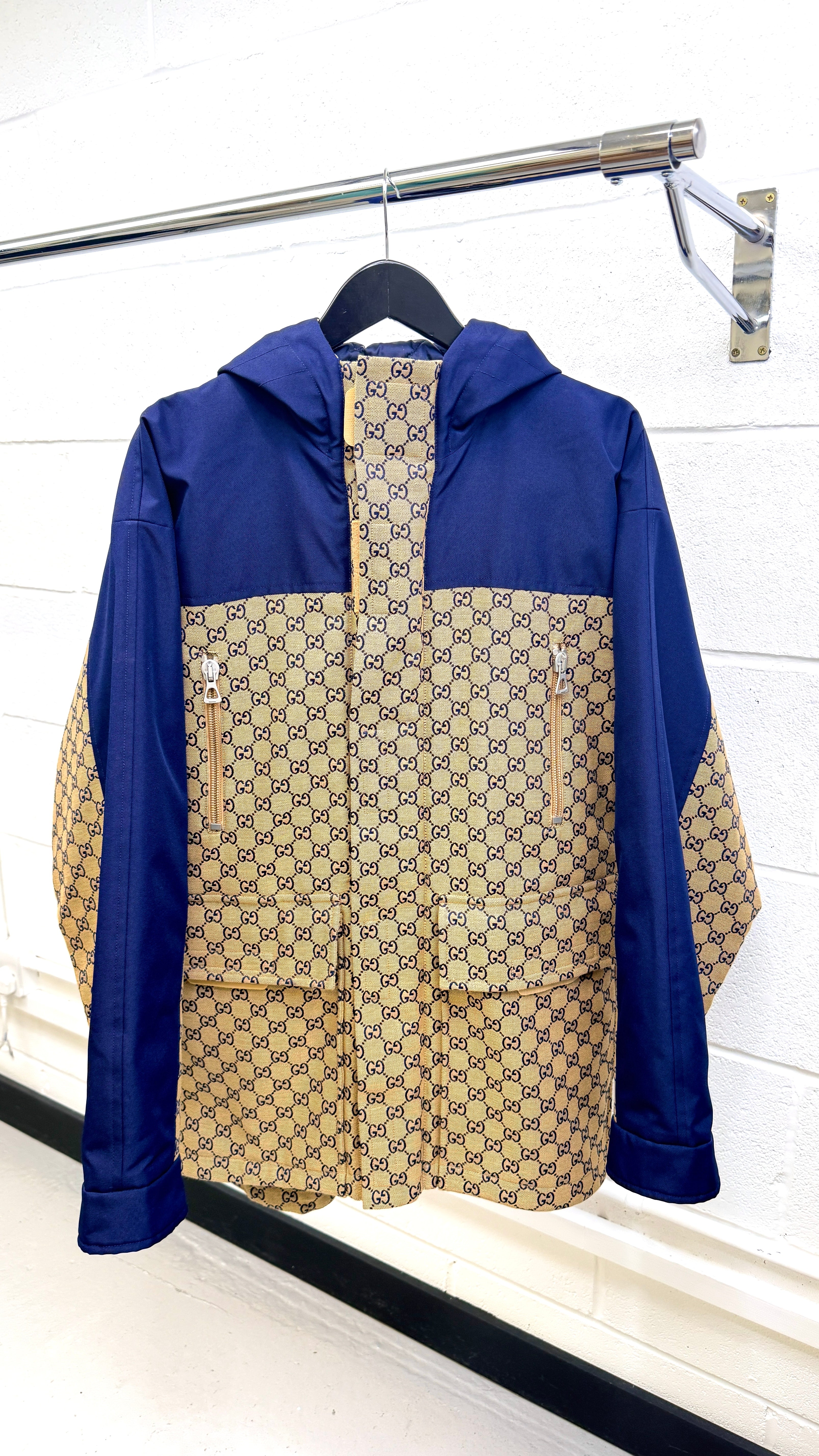 Men's Gg Supreme Canvas Down Jacket Beige Size IT 46 / S