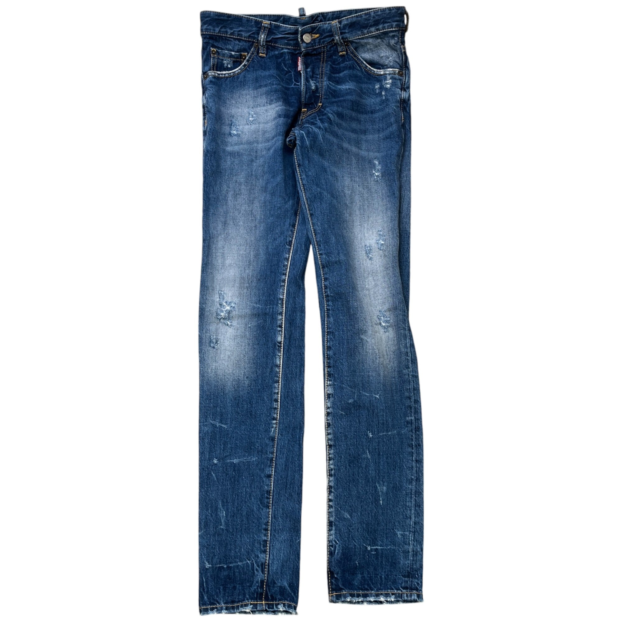 Men's Distressed Plaque Logo Jeans Blue Size IT 60 / UK 44