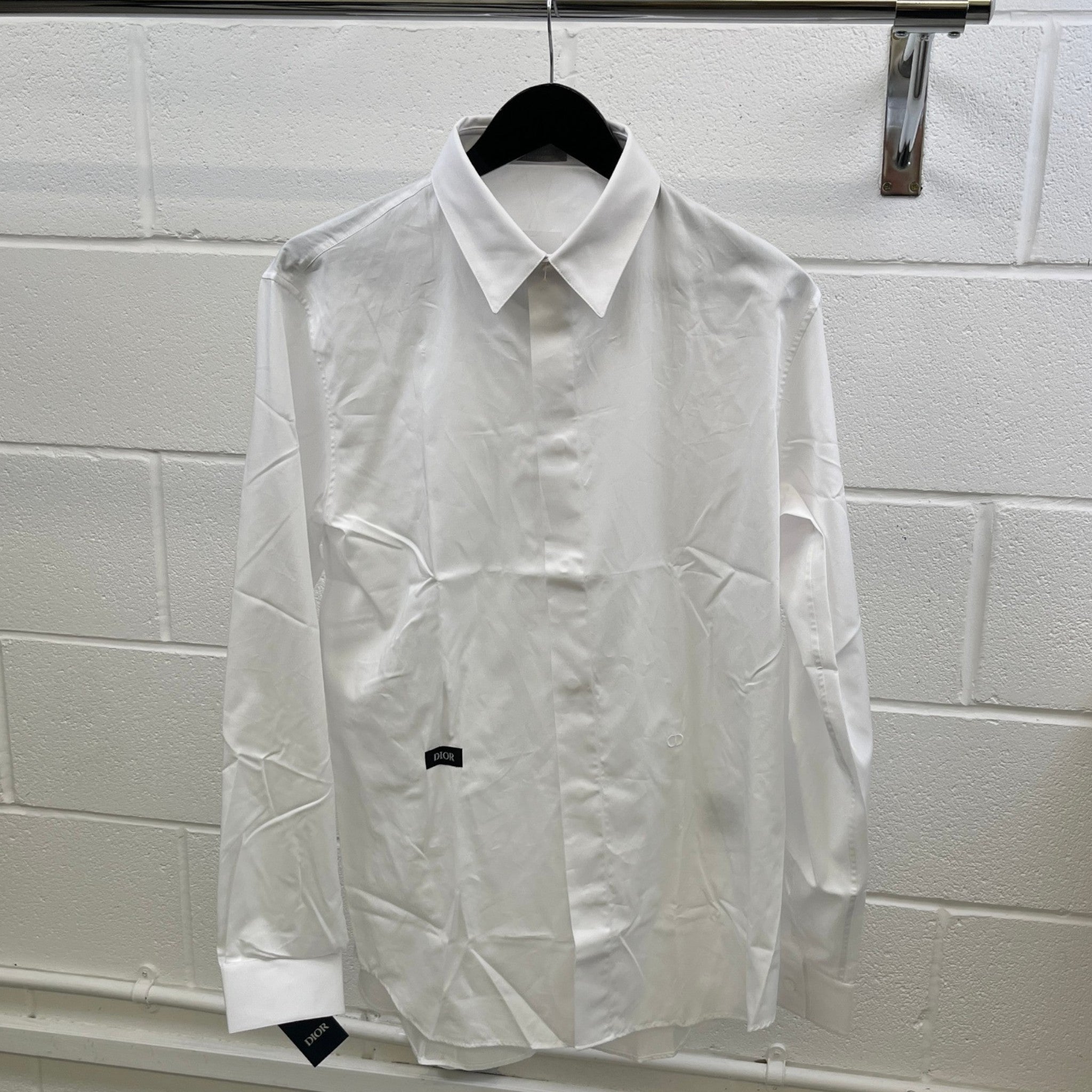 Men's Logo Embroidered Long Sleeve Shirt White Size M