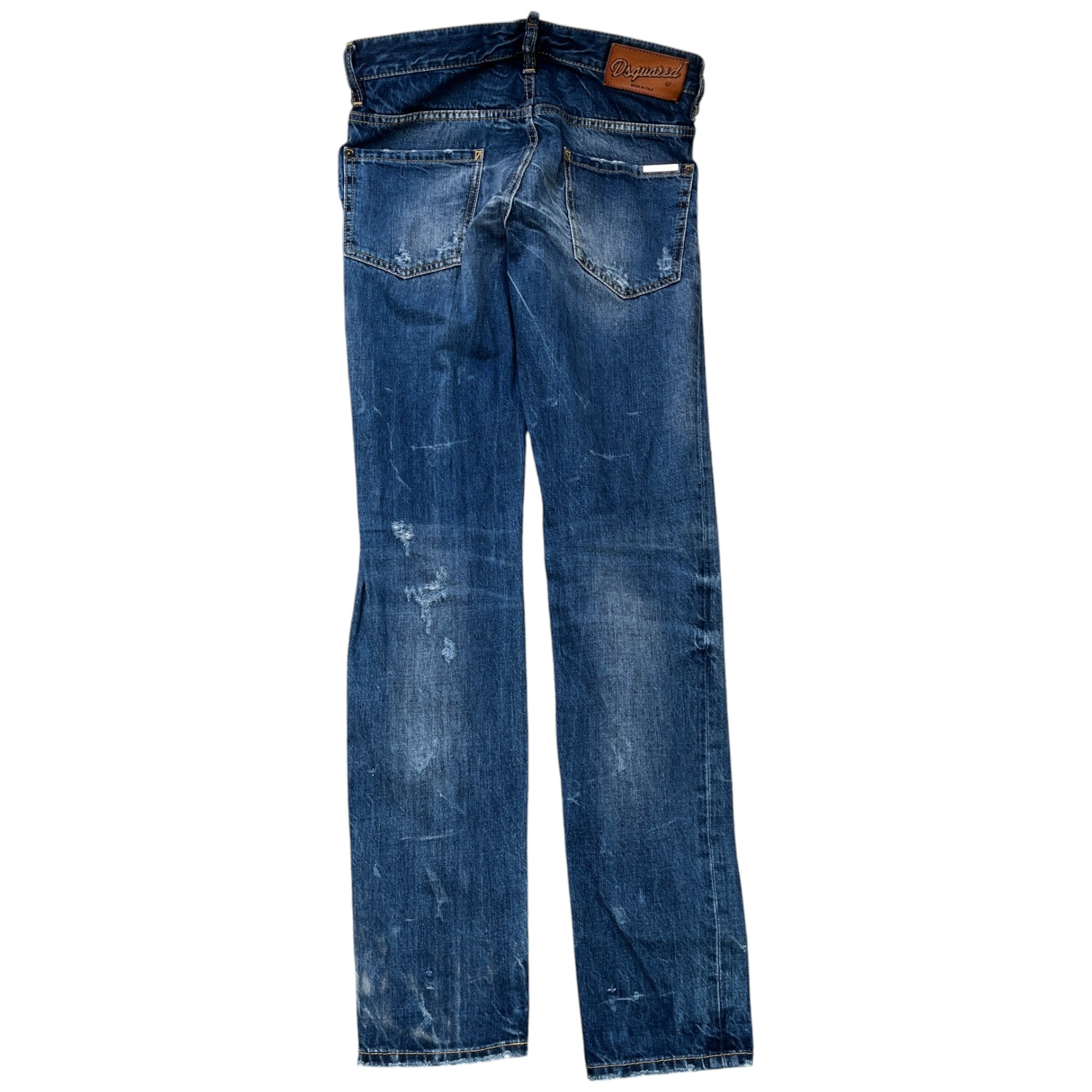 Men's Distressed Plaque Logo Jeans Blue Size IT 60 / UK 44