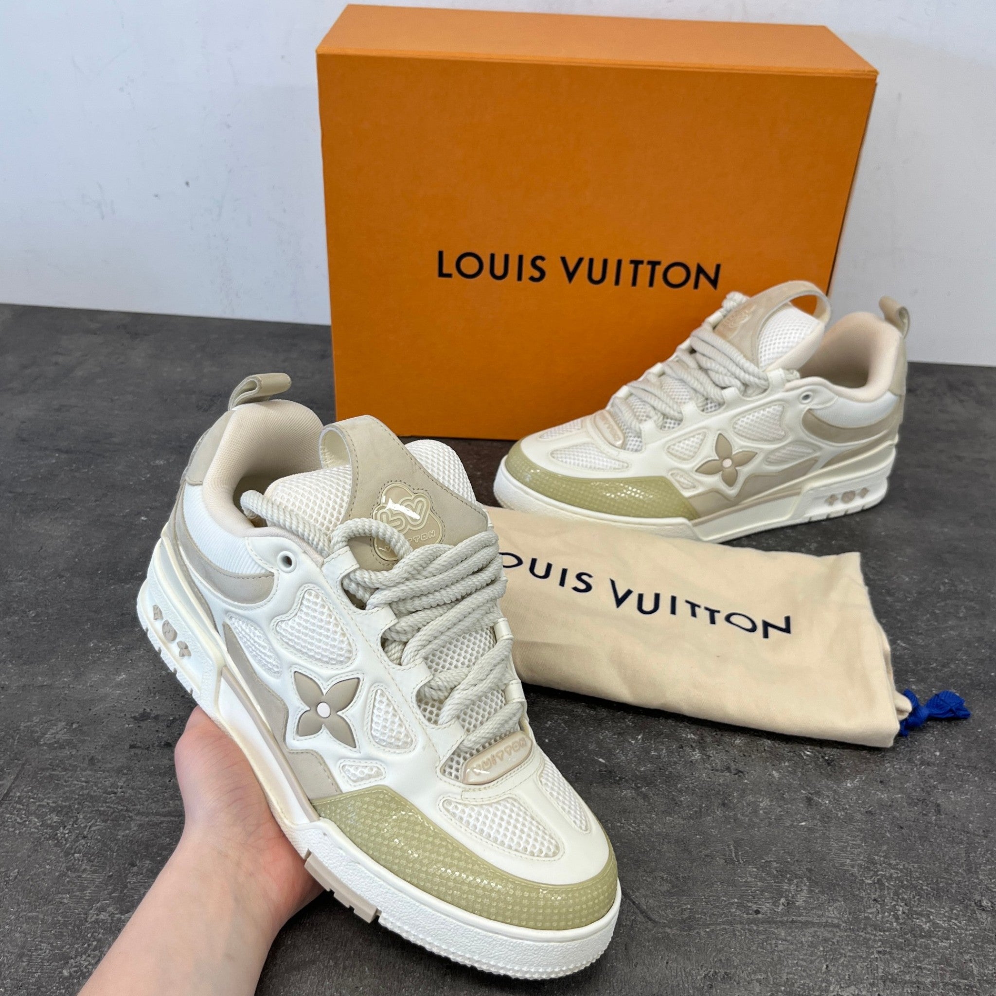 Men's Lv Skate Low Trainers White Size EU 42 / UK 8