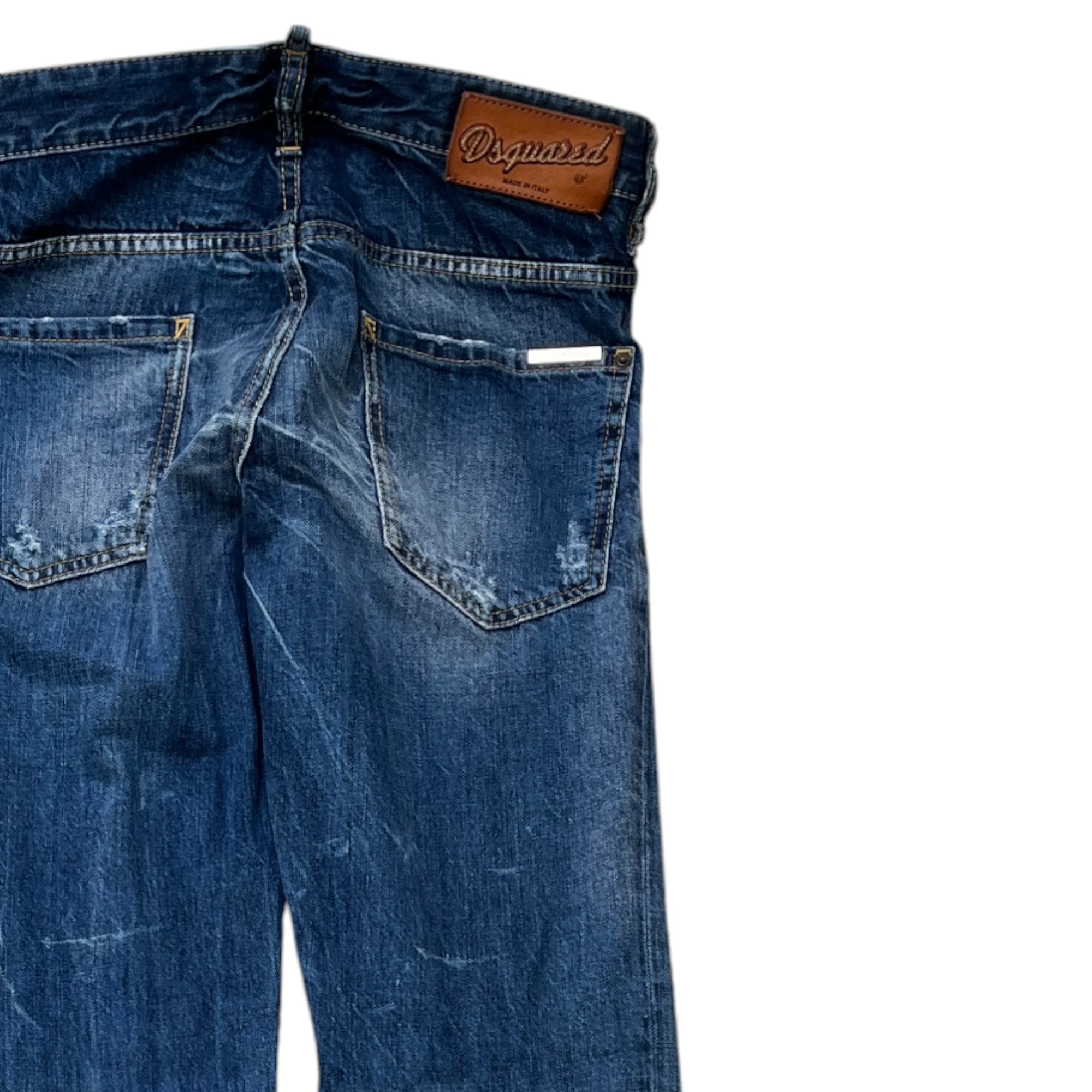 Men's Distressed Plaque Logo Jeans Blue Size IT 60 / UK 44