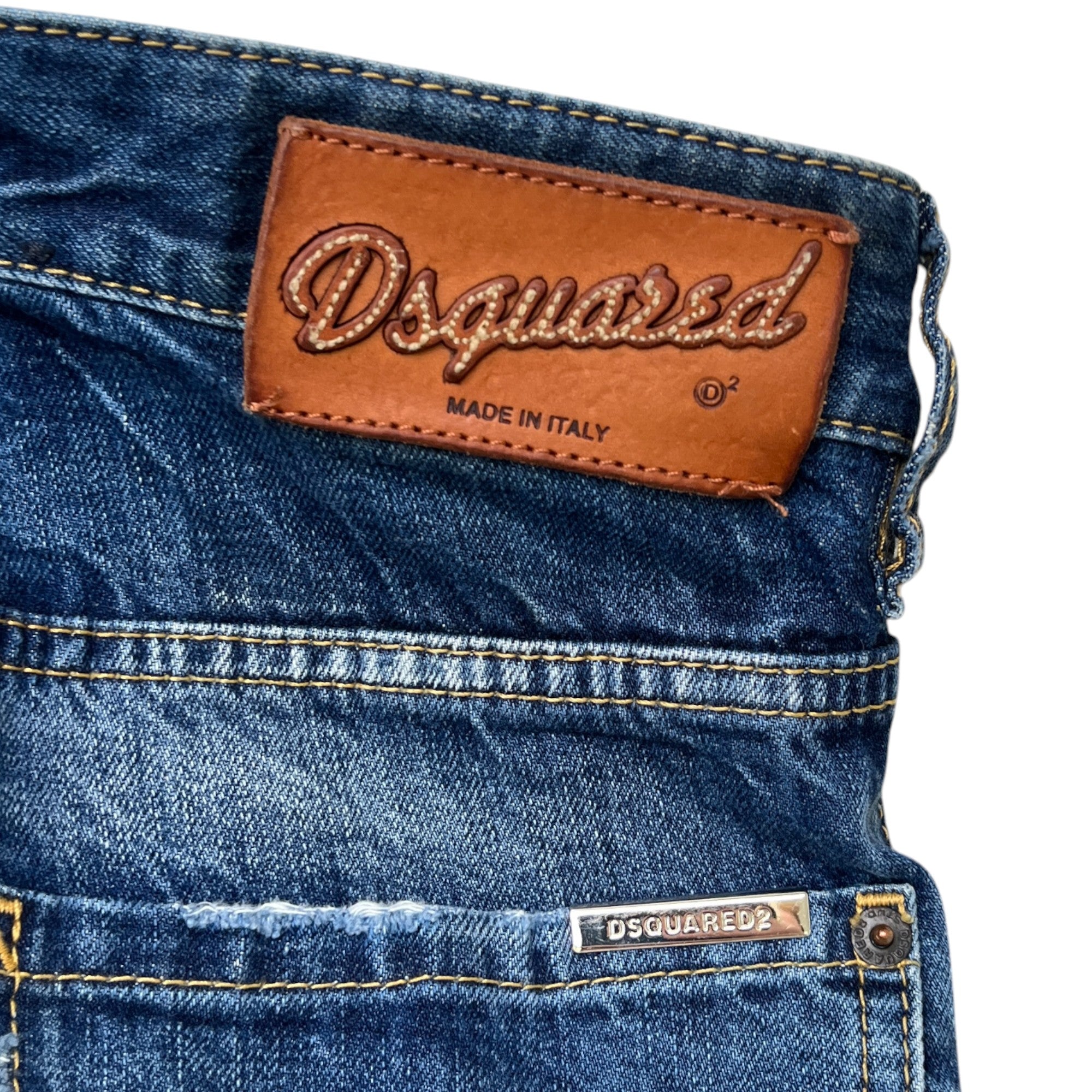 Men's Distressed Plaque Logo Jeans Blue Size IT 60 / UK 44